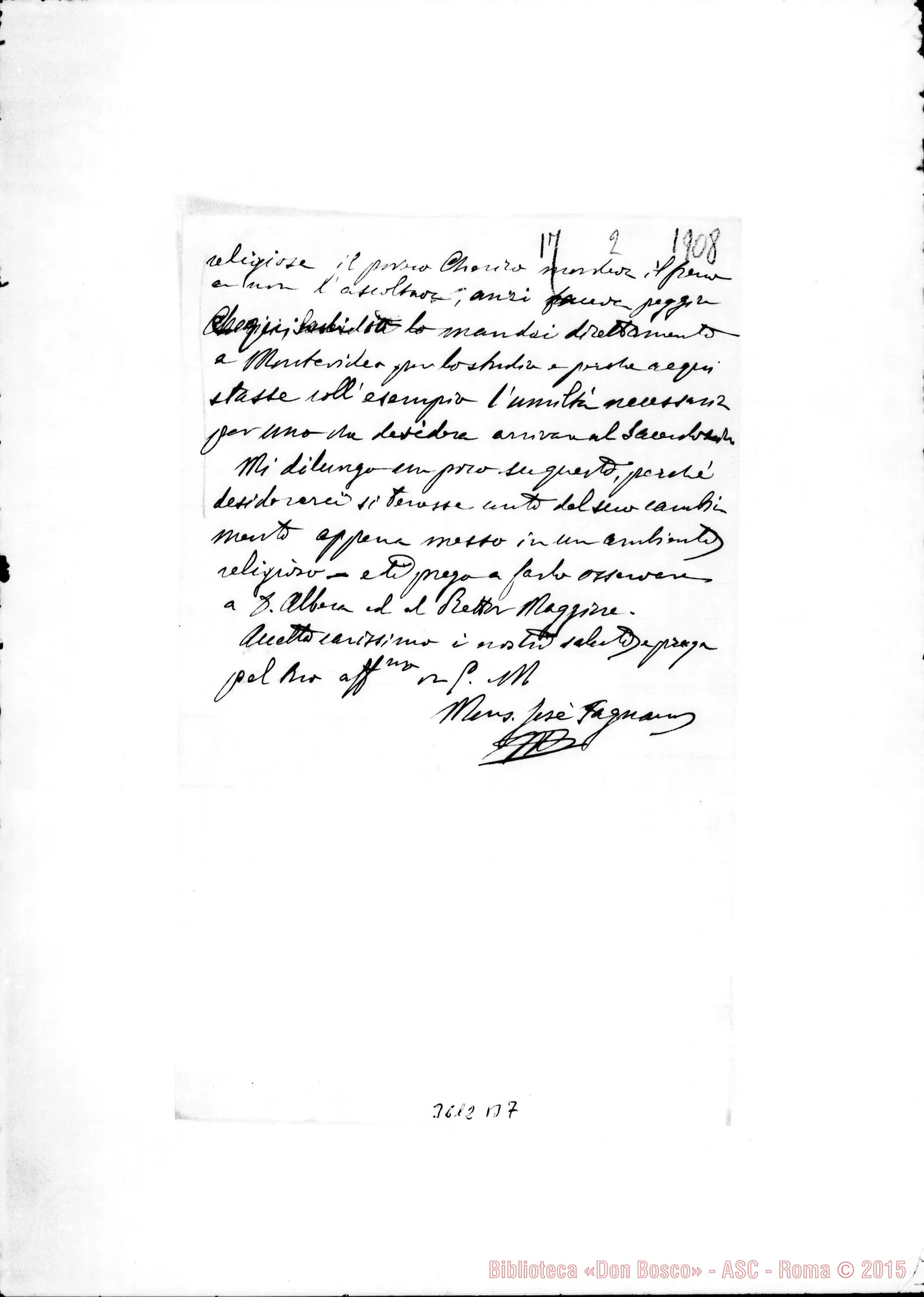 Fotogramma B 7 — Mons. Fagnano-Don Gusmano. Puntarenas, 17-02-1908