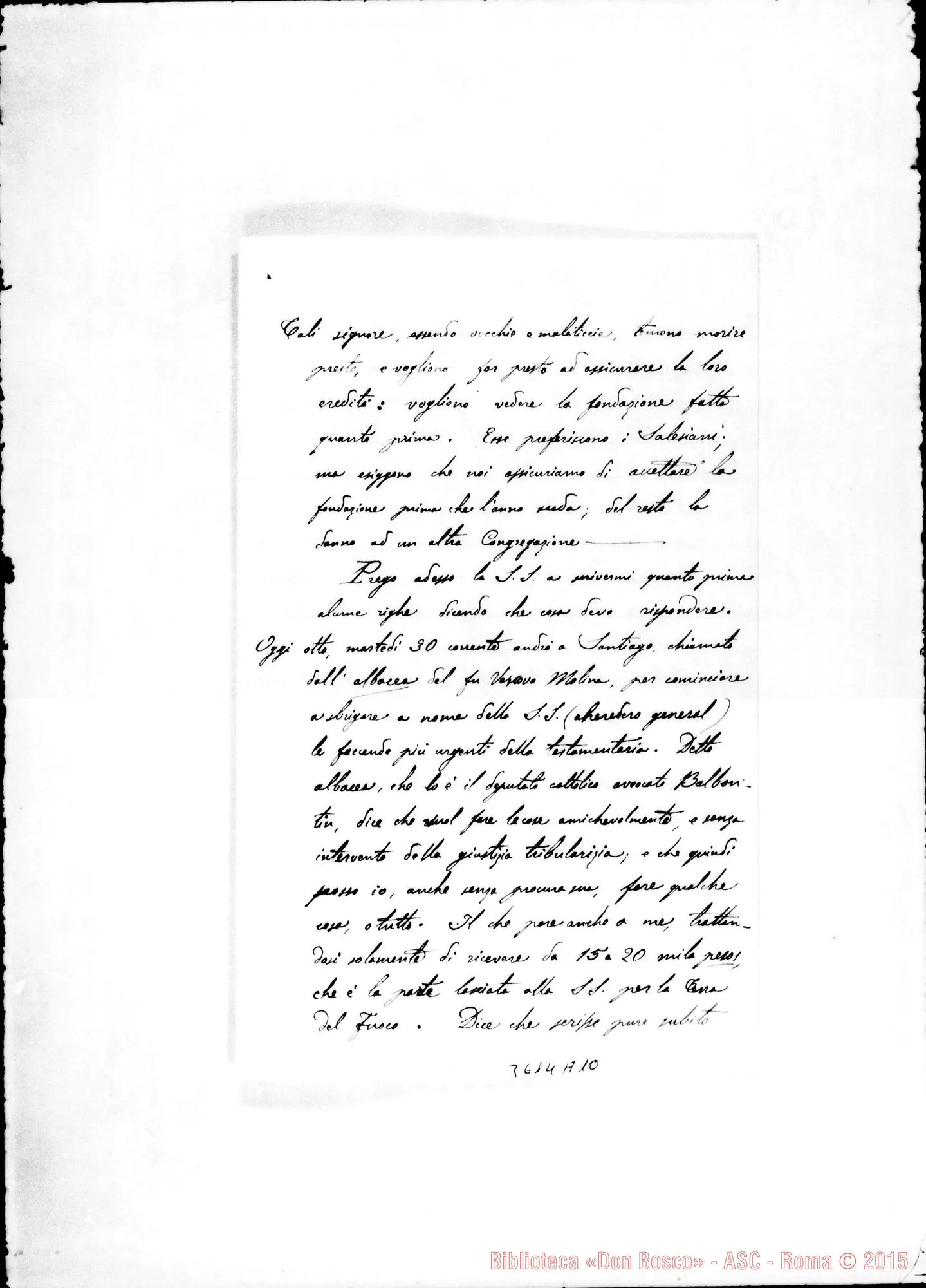 Fotogramma A 10 — Don Domenico Tomatis-Mons. Cagliero. Talea, 20-04-1889