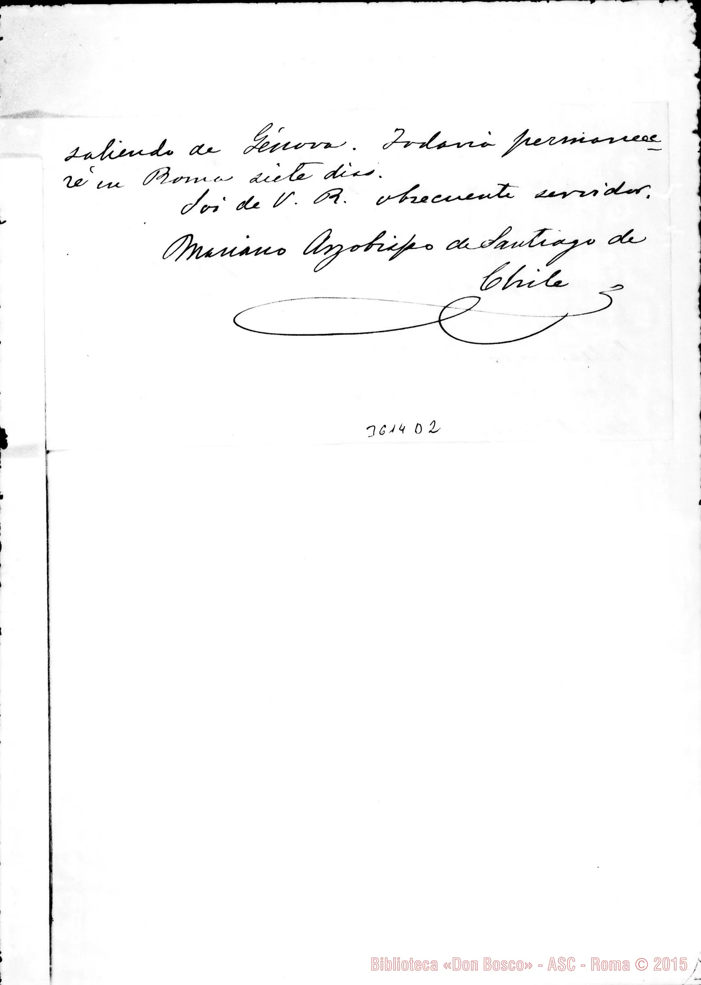 Fotogramma D 2 — Mariano Casanova, arciv. di Santiago-Don Rua. Roma, 6-02-1890