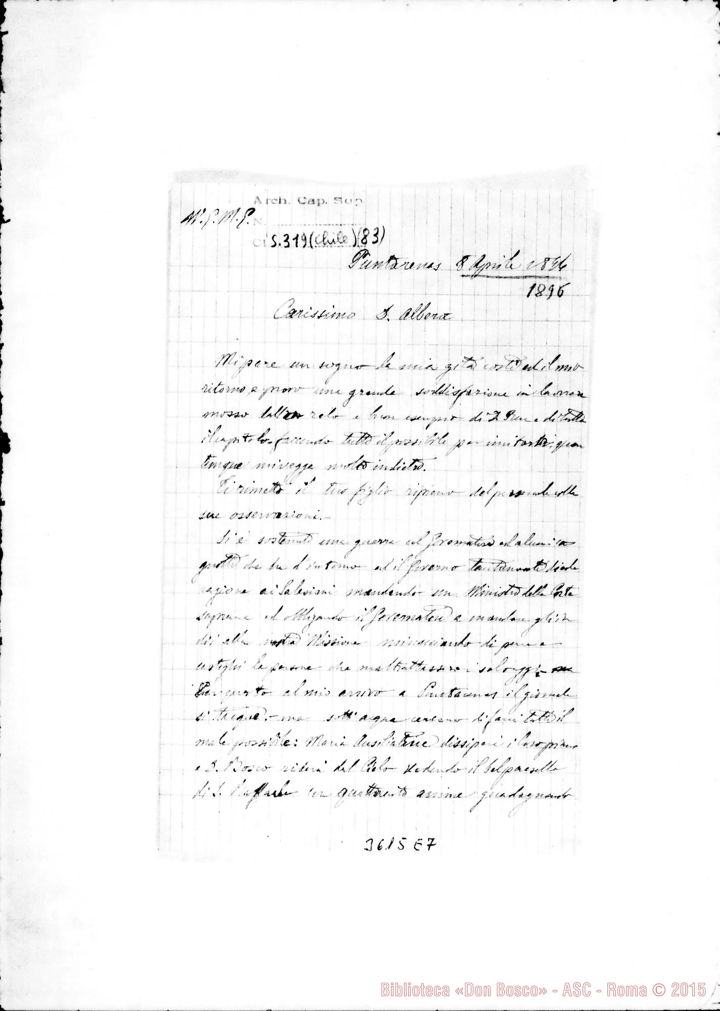 Fotogramma E 7 — Mons. Fagnano-Don Albera. Puntarenas, 8-04-1896