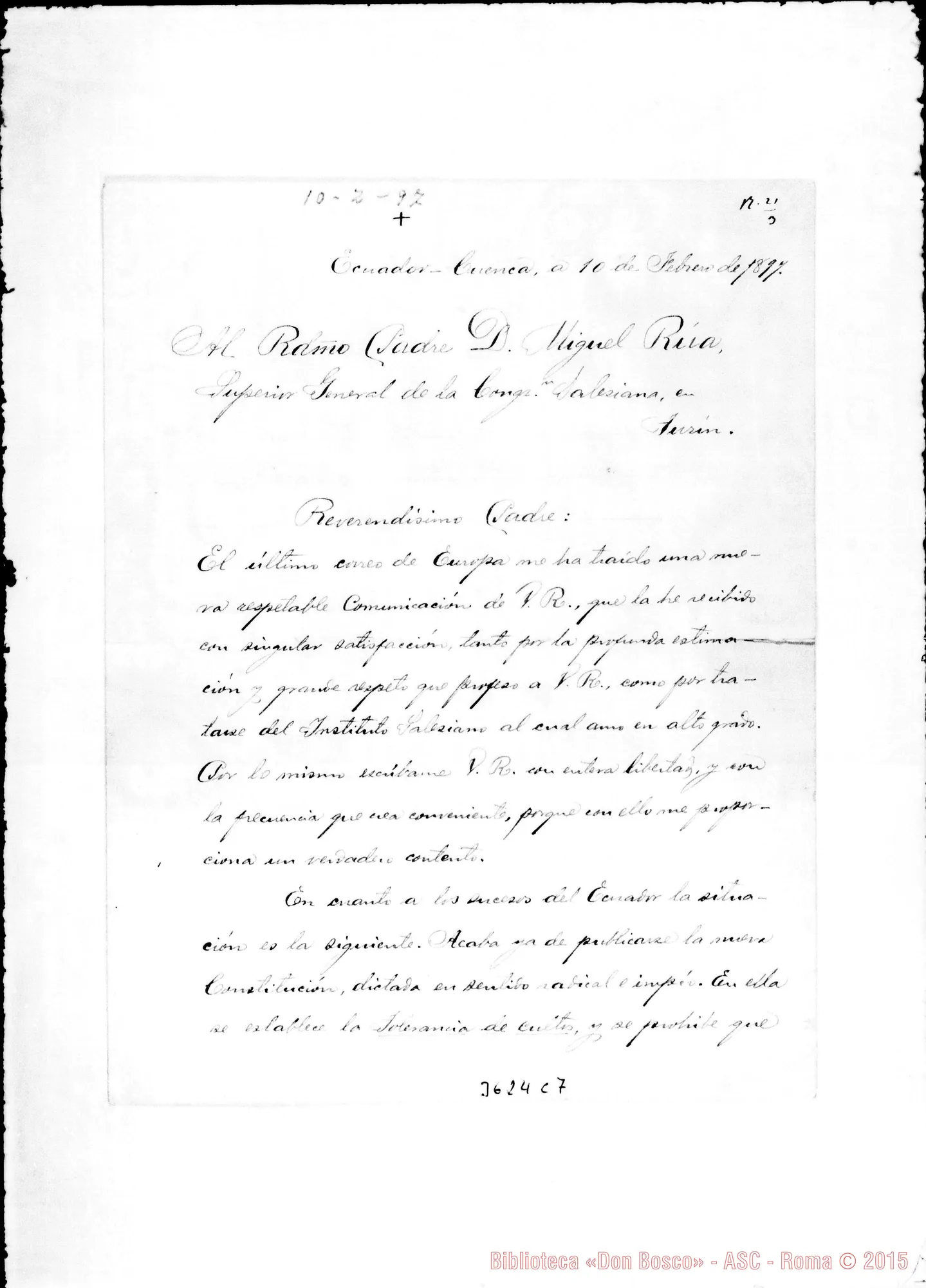 Fotogramma C 7 — Giulio Matovelle, senatore E sac.-Don Rua. Cuenca, 10-02-1897