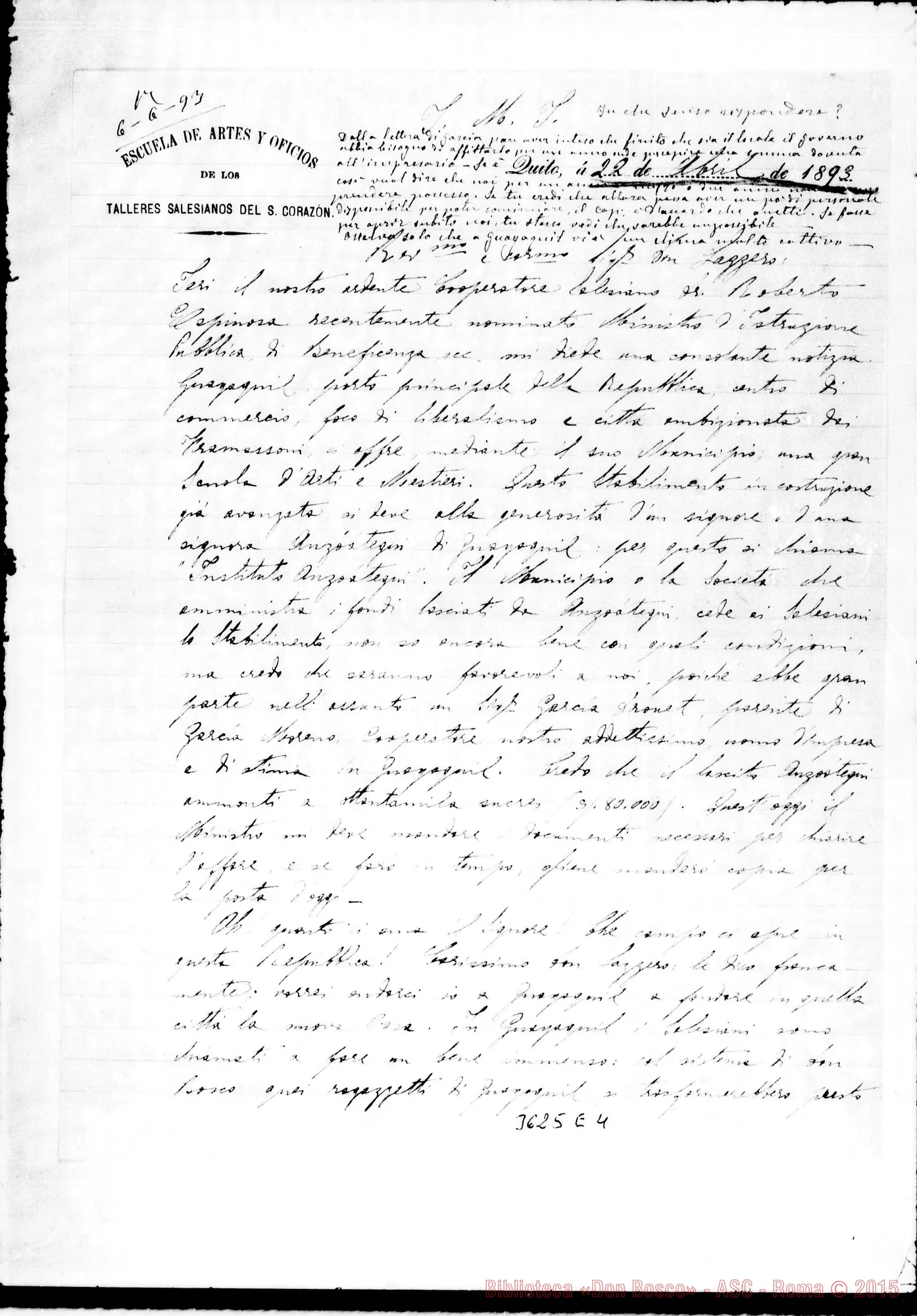 Fotogramma E 4 — Don Luigi Calcagno-Don Lazzero. Quito, 22-04-1893