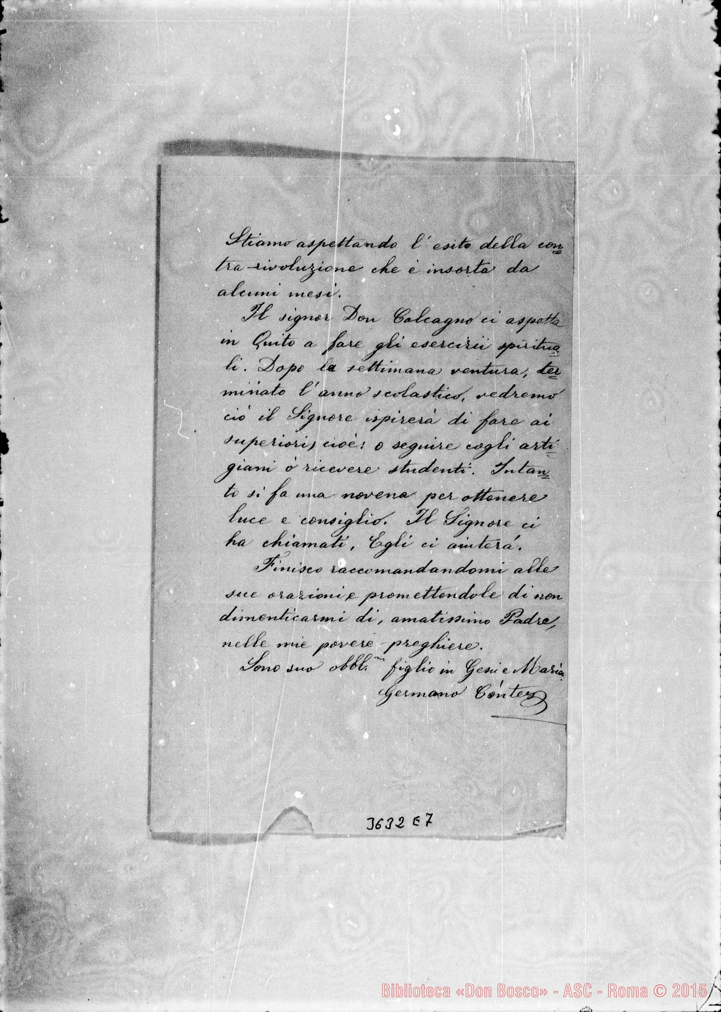 Fotogramma E 7 — Coad. Contes Germano-Amat.mo Padre. Riobamba, 8-08-1896