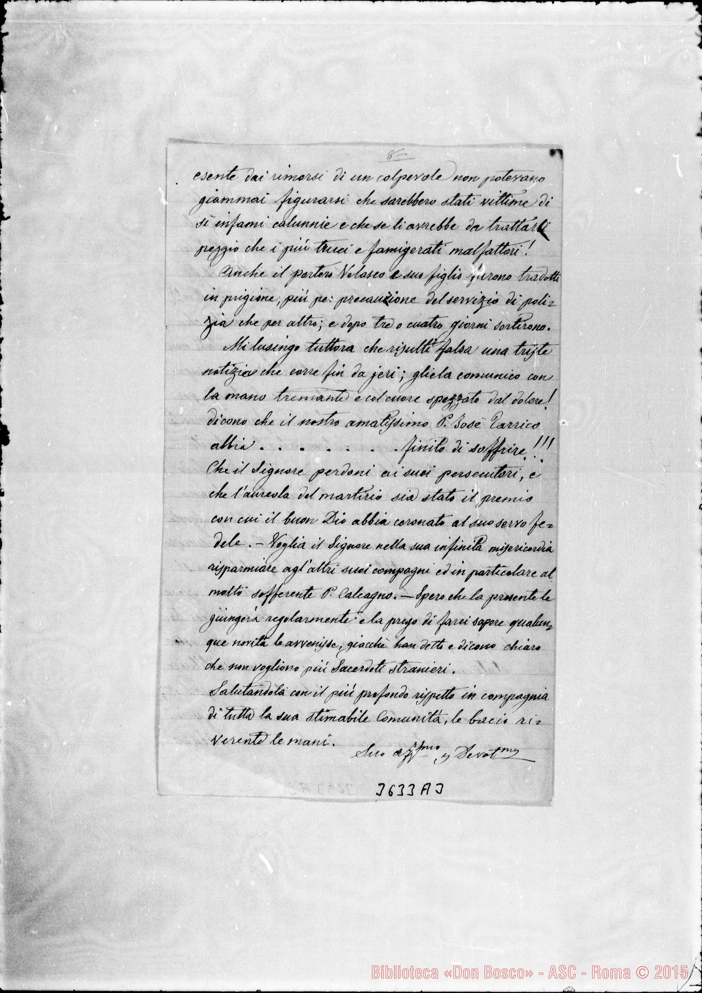 Fotogramma A 3 — Lettera senza firma A Don Fusarini. Quito, 5-09-1896