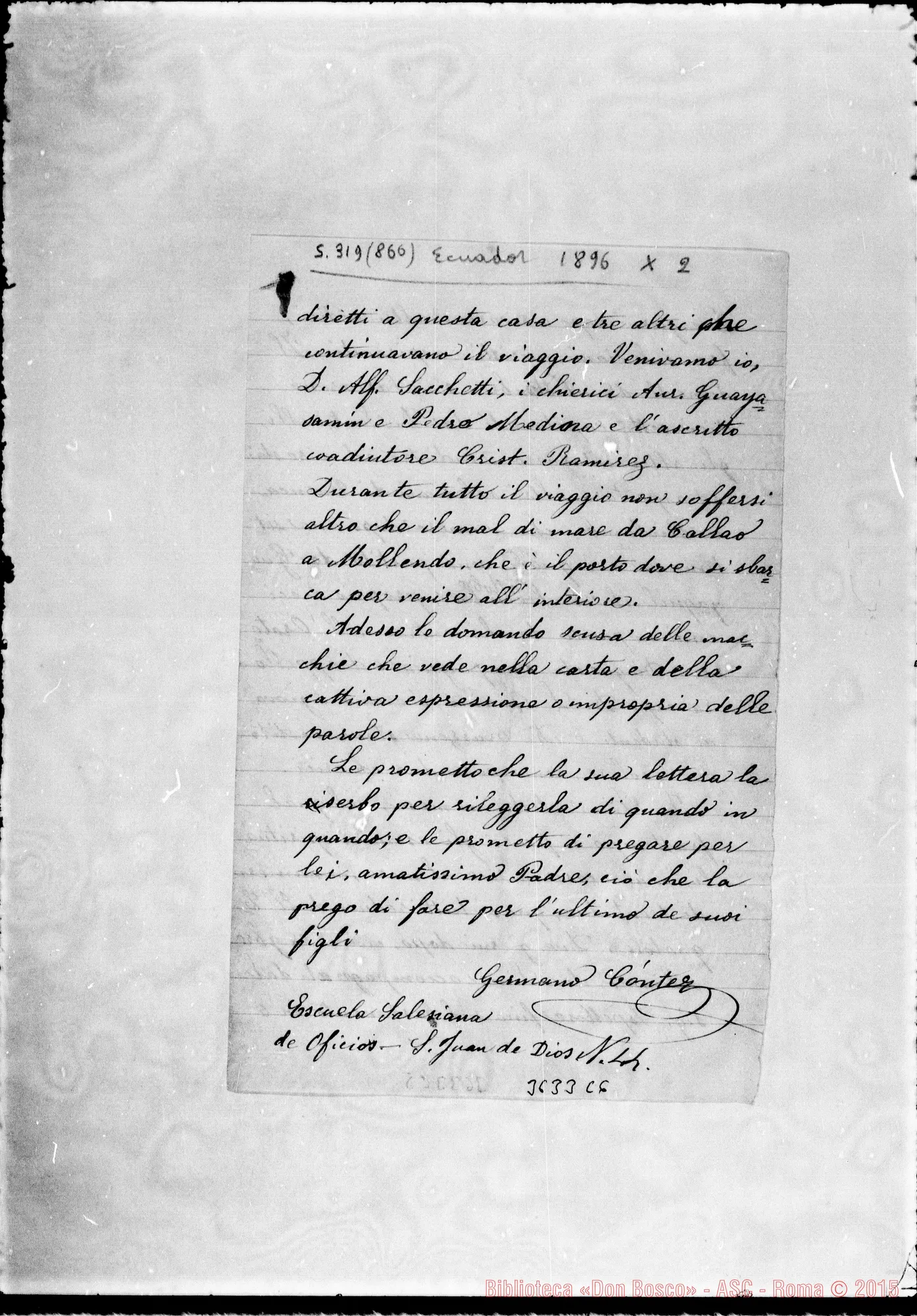 Fotogramma C 6 — Germano Cónter, coad.-Don Lazzero. Arequipa, 15-01-1897