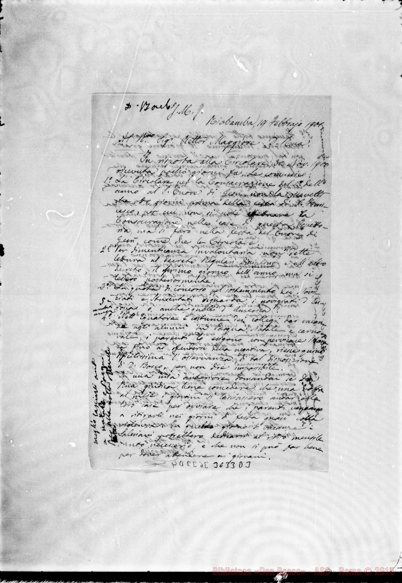 Fotogramma D 3 — Don Fusarini-Don Rua. Riobamba, 19-02-1901 Autogr. Rua