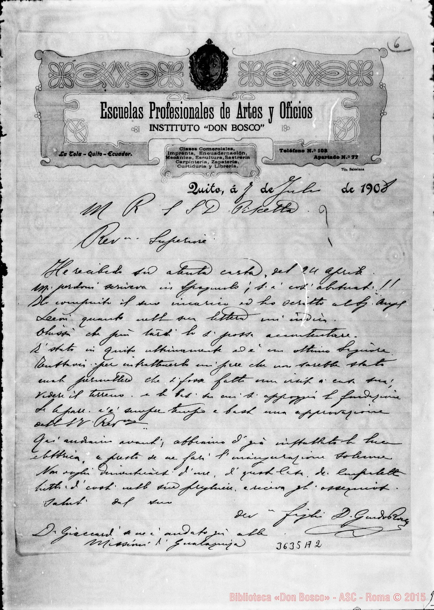 Fotogramma A 2 — Don Guido Rocca-Don Piscetta. Quito, 7-07-1908