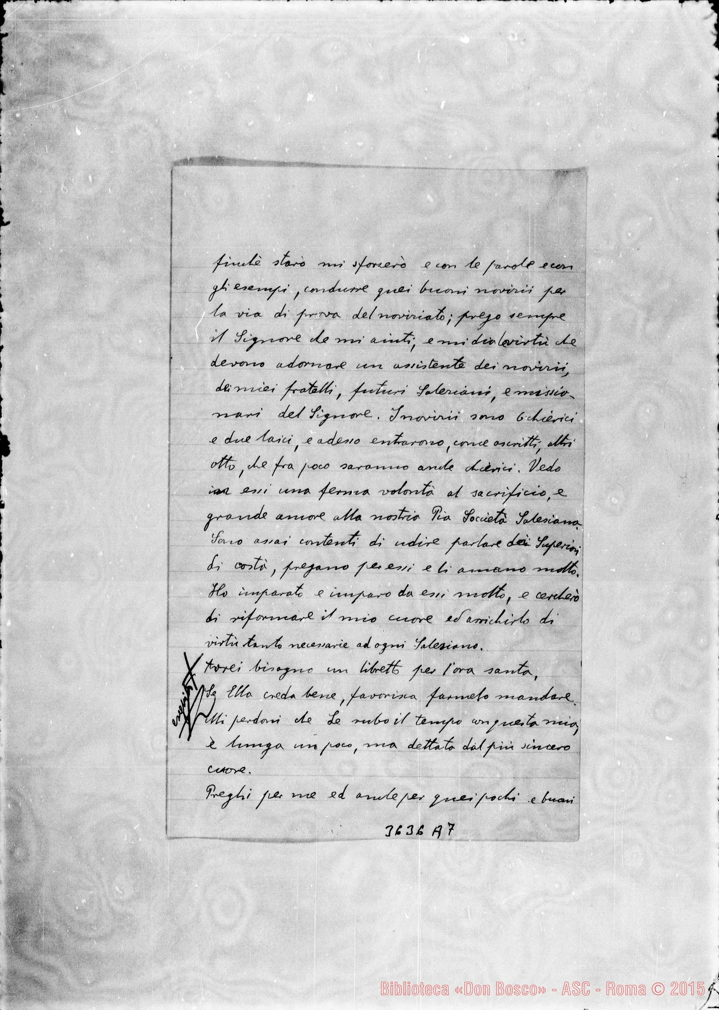 Fotogramma A 7 — Ch. Tycner Stanislao-Rev.mo Superiore. Lorena, 28-01-1904