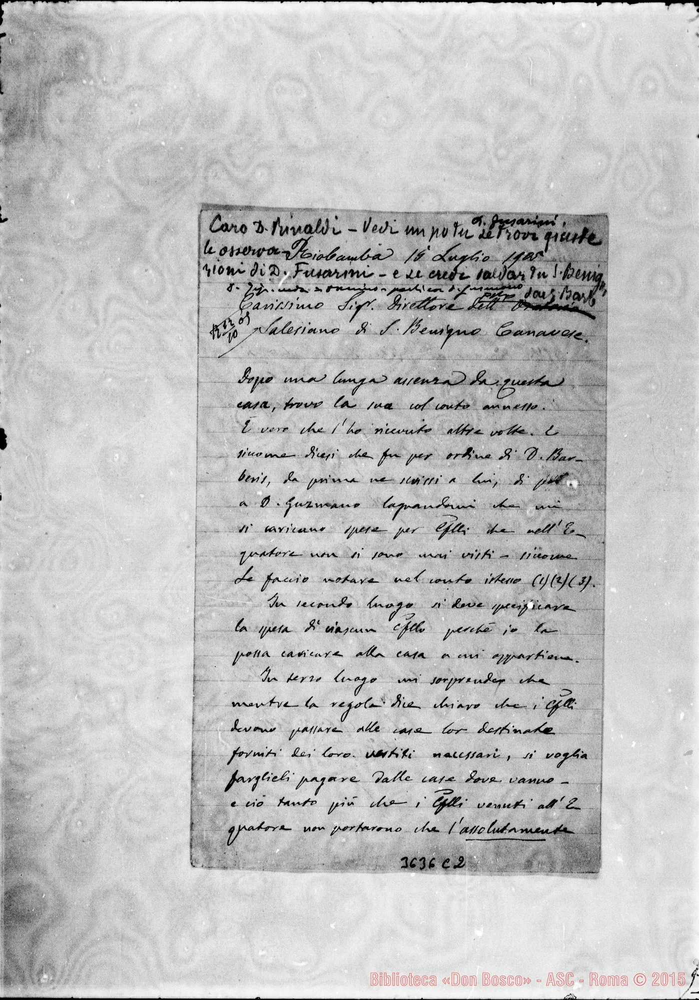 Fotogramma C 2 — Don Fusarini-Direttore S. Benigno. Riobamba, 15-07-1905