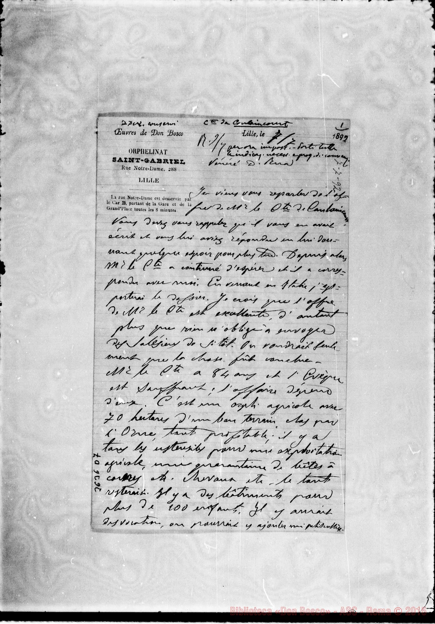 Fotogramma D 7 — Don Bologna-Don Rua. Lille, 7-07-1892. Autogr. Rua