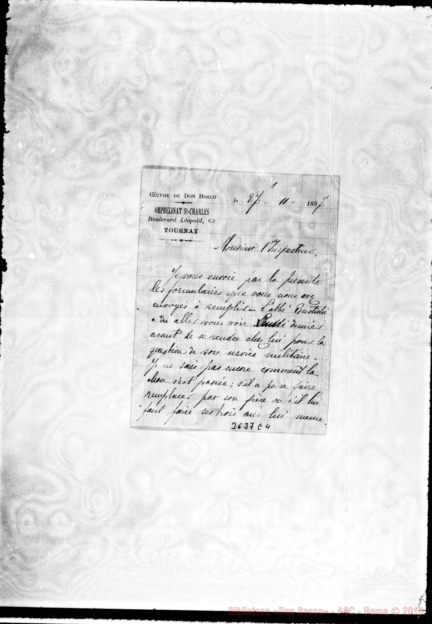 Fotogramma E 4 — L’Abbé Albin Ronchail-Ispettore. Tournai, 27-11-1897