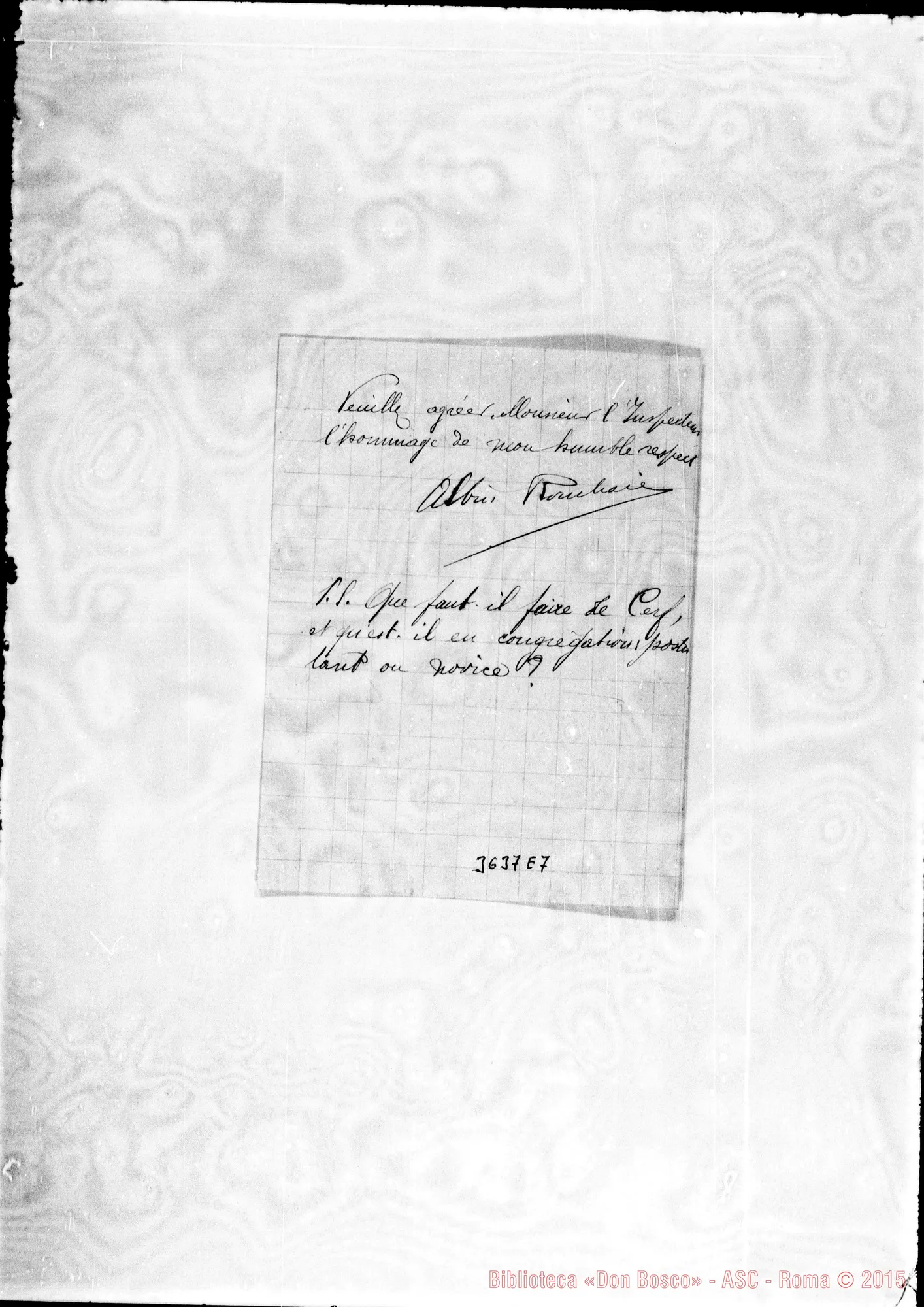 Fotogramma E 7 — L’Abbé Albin Ronchail-Ispettore. Tournai, 27-11-1897