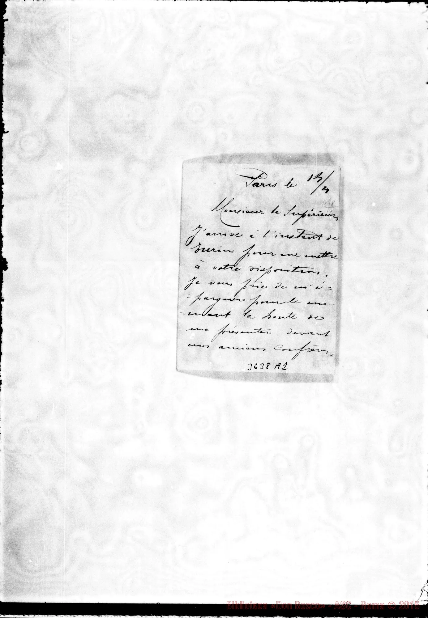 Fotogramma A 2 — Coad. Giuseppe Aragno-Monsieur le Supérieur. Paris, 14-04-1898
