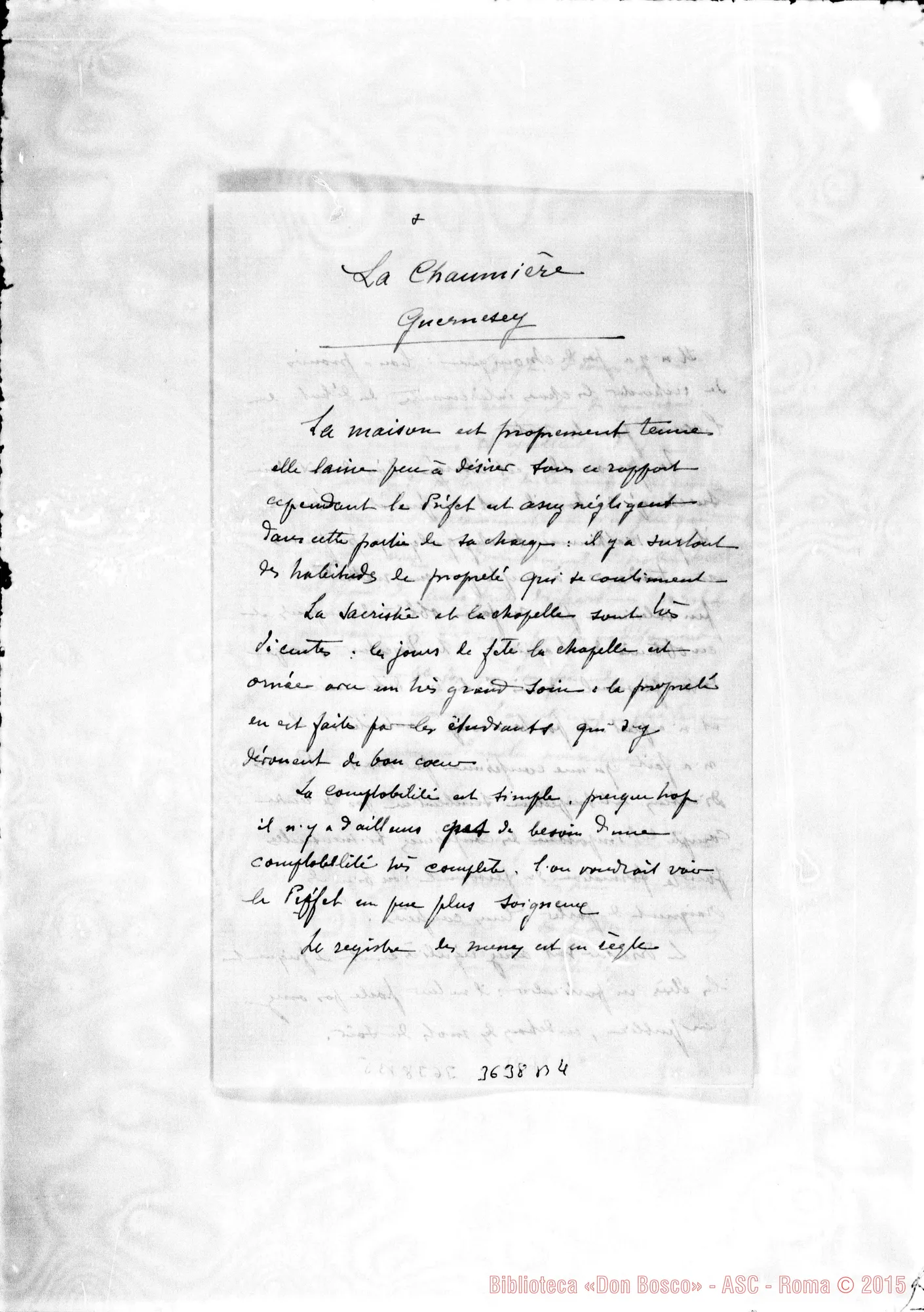 Fotogramma B 4 — Notizie su «La Chaumière Guernesey».