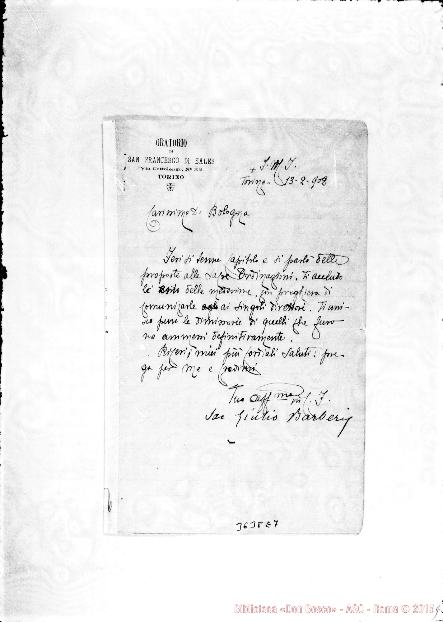 Fotogramma E 7 — Don Giulio Barberis-Don Bologna. Torino, 13-02-1902