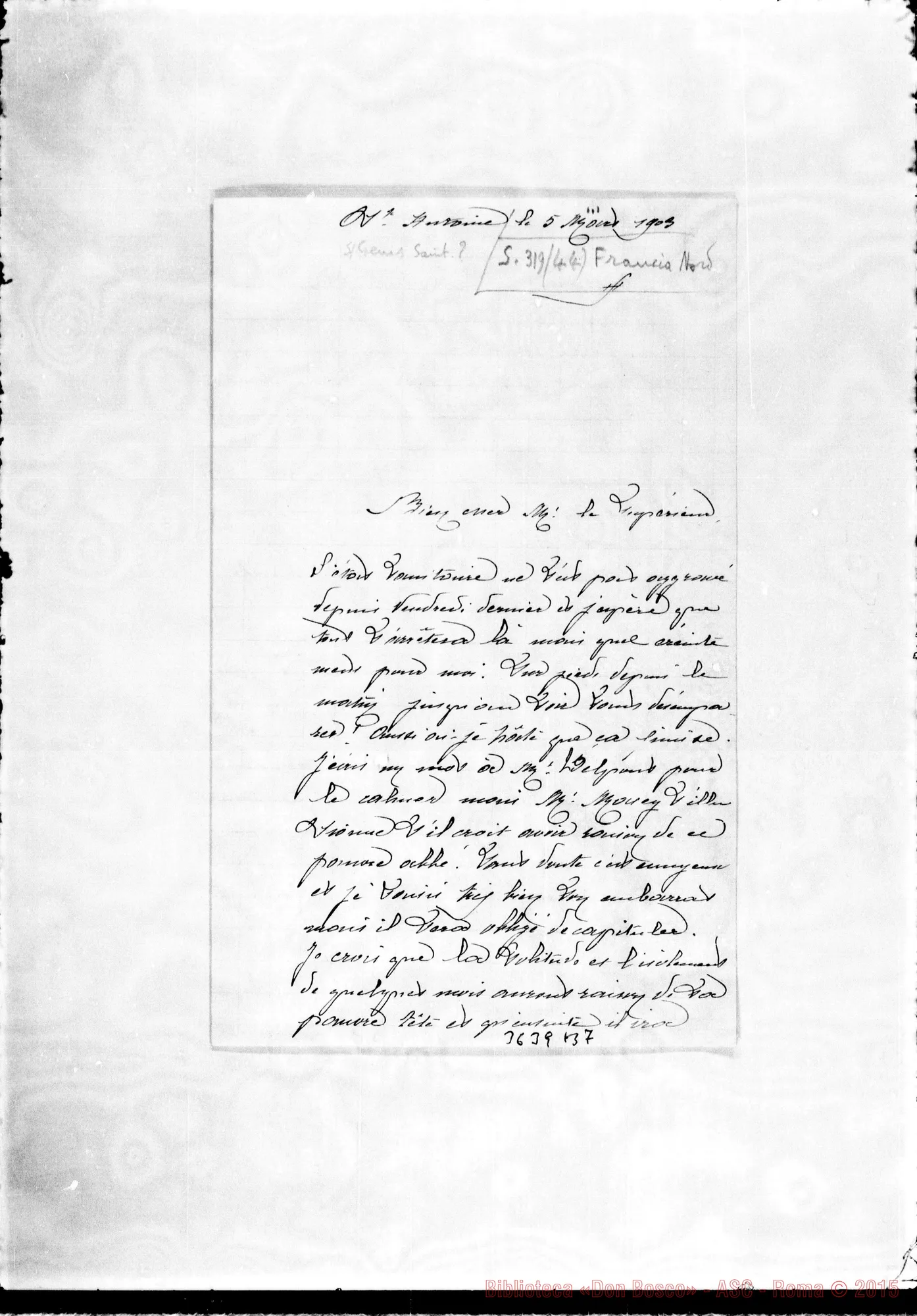Fotogramma B 7 — Don Luigi Riccardi-Supérieur. St. Antoine, 5-03-1903