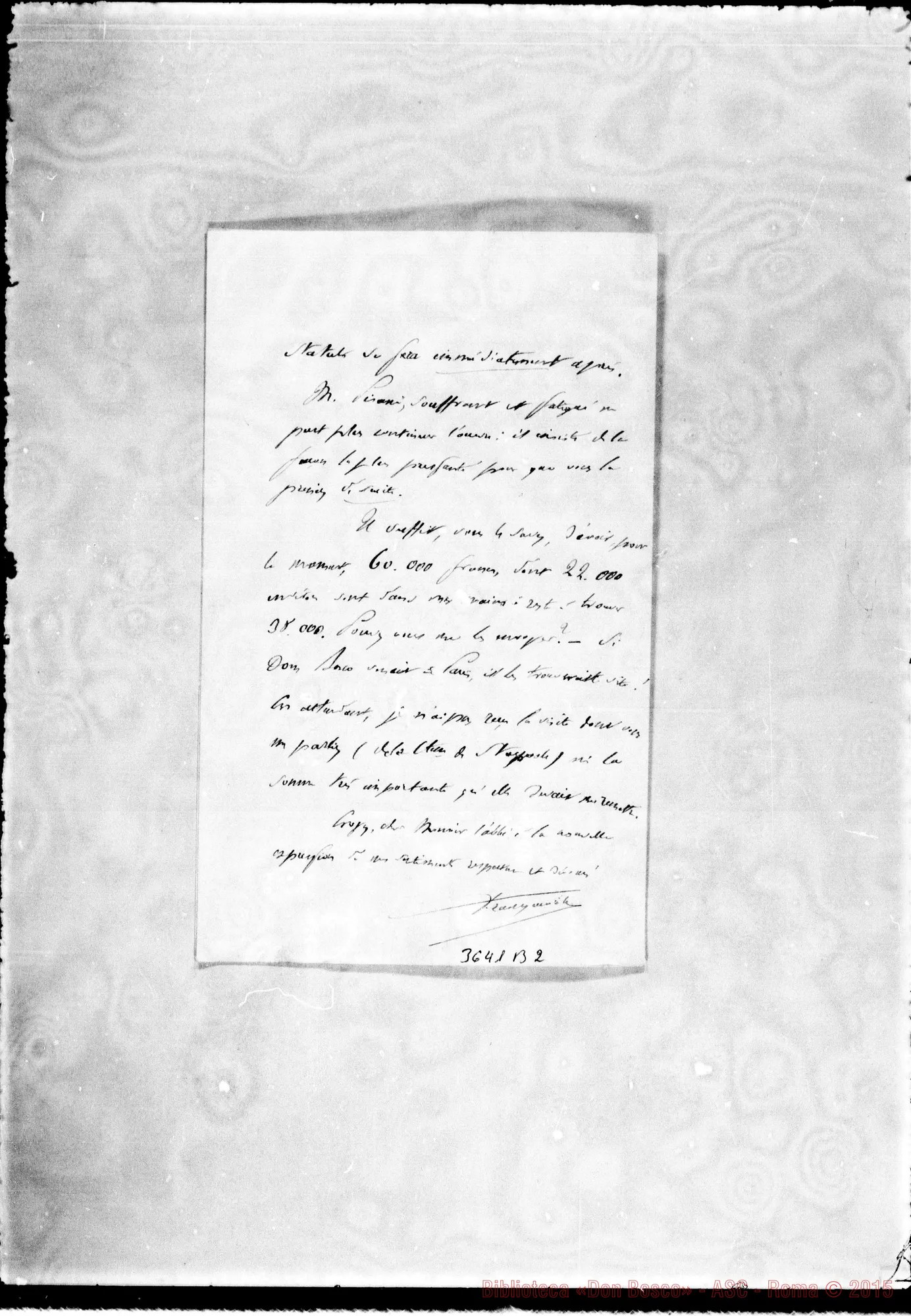 Fotogramma B 2 — Franqueville-Monsieur Tabbé. Paris, 16-11-1884 Autogr. Rua