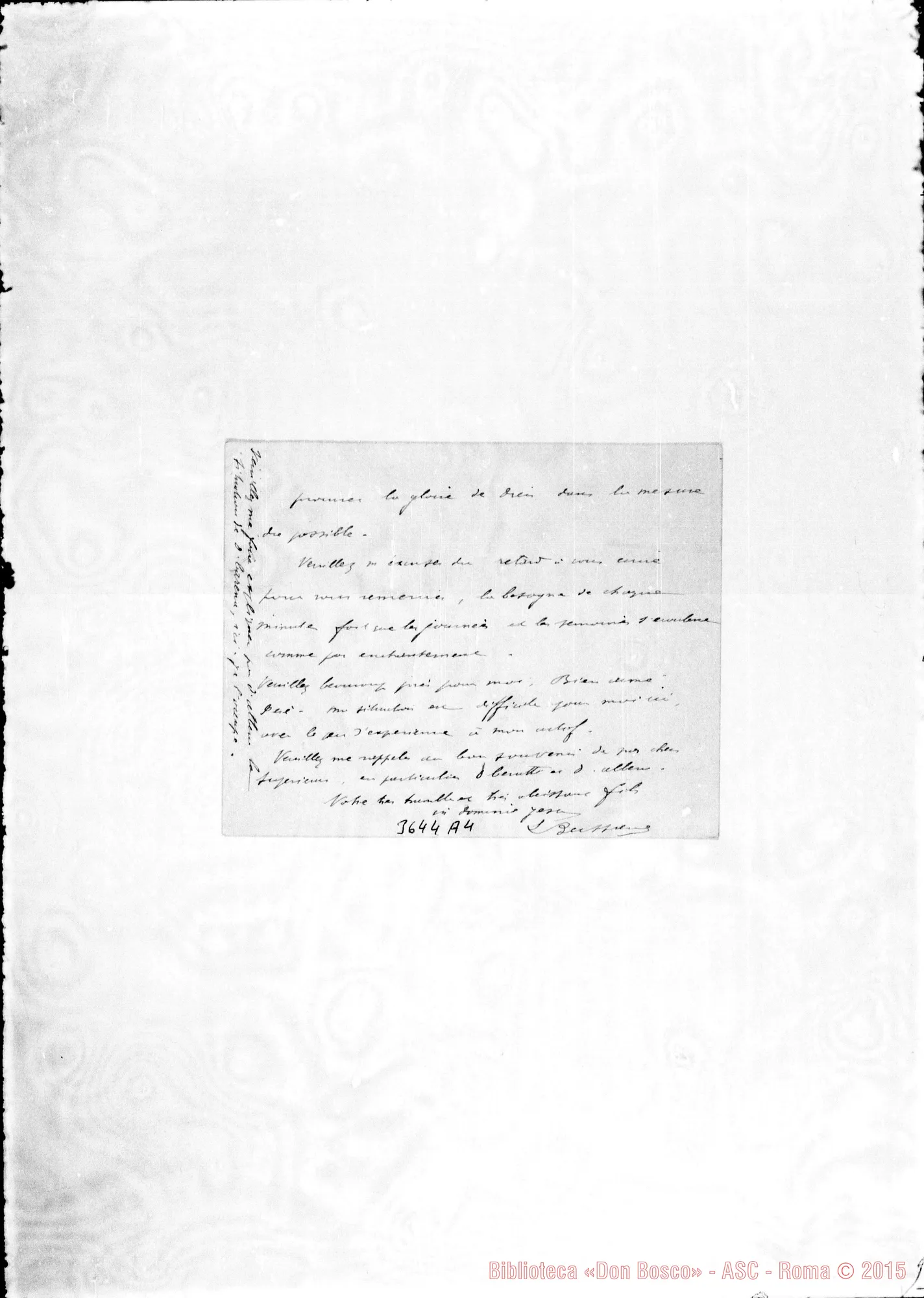 Fotogramma A 4 — Don Léon Béissière-Don Rua. Paris, 3-05-1898 Autogr. Rua