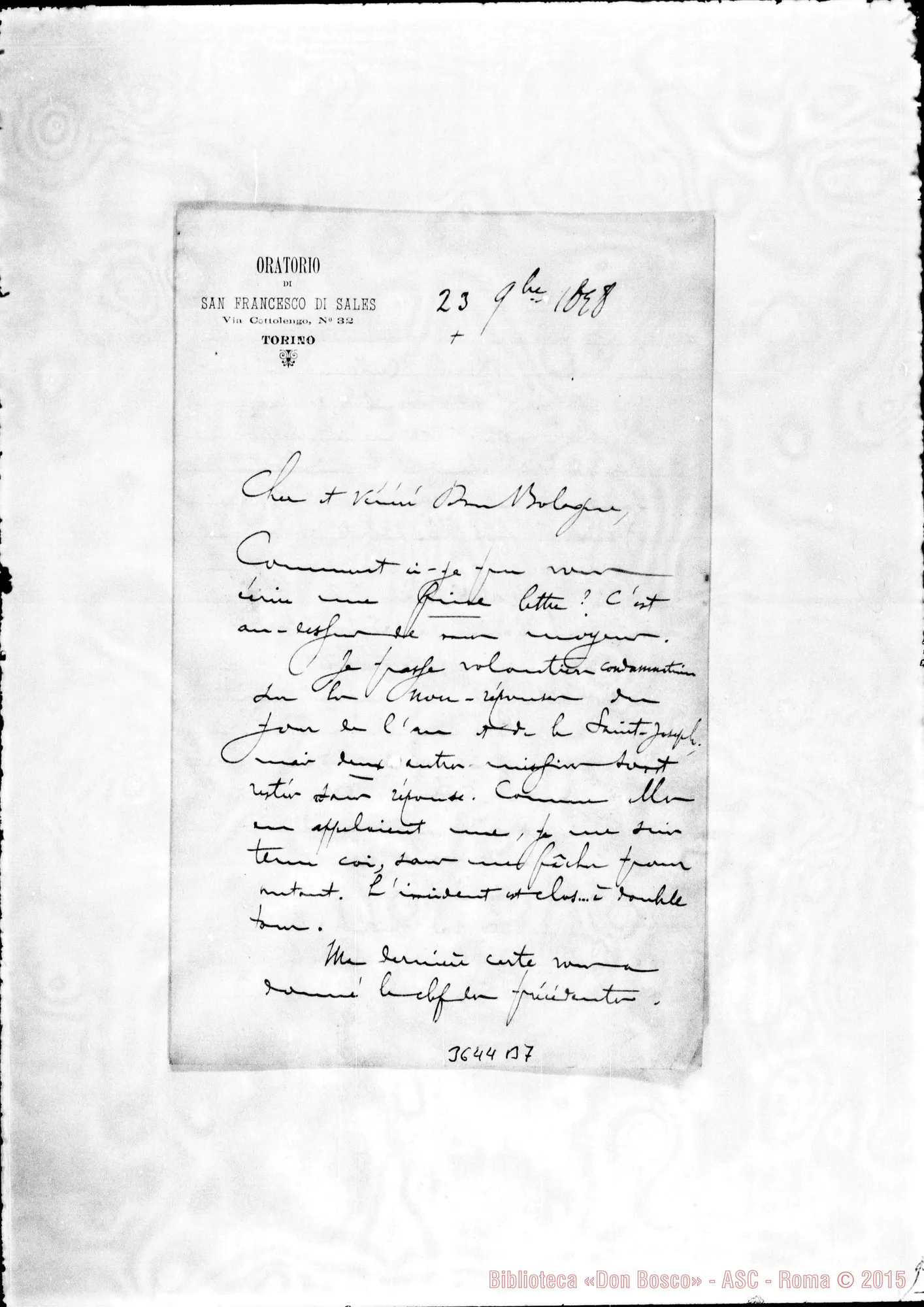 Fotogramma B 7 — Don Roussin-Don Bologna. All. lett. di D. Gusmano, il 23-11-1898