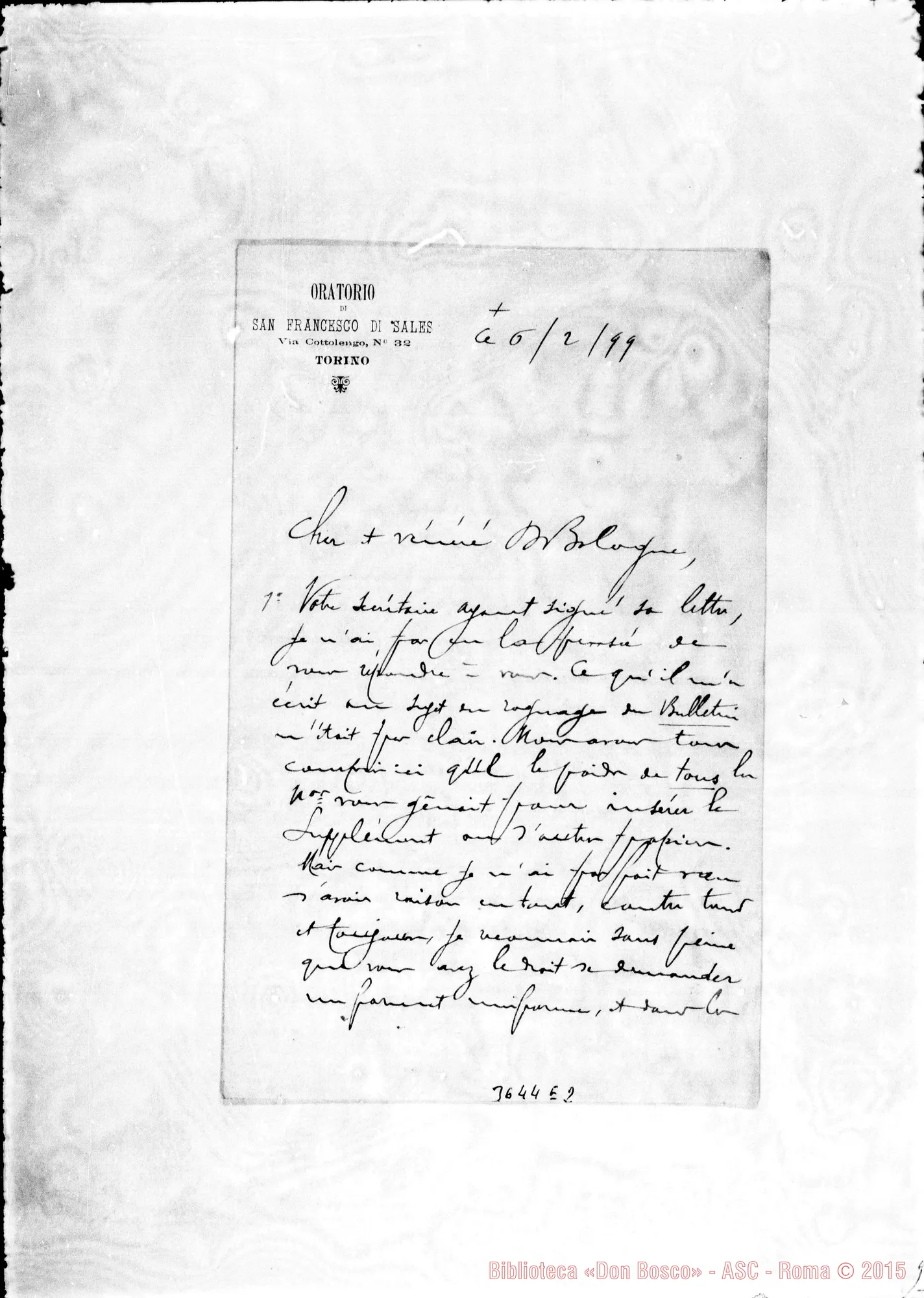 Fotogramma E 2 — Don Roussin-Don Bologna, il 6-02-1899. Incompleta
