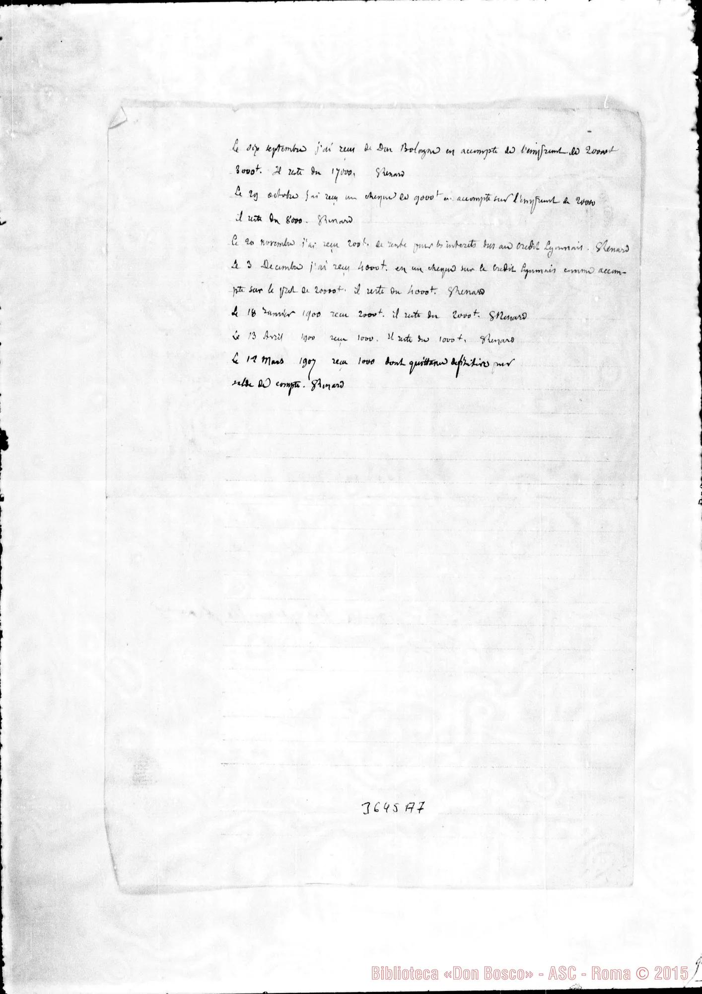 Fotogramma A 7 — Don Bologna-Don Rinaldi. Guernesey, agosto 1899. All. promessa di pagamento