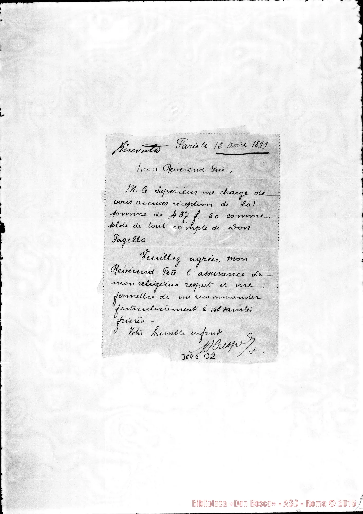 Fotogramma B 2 — Don Crespel-Révérend Père. Paris, 12-08-1899
