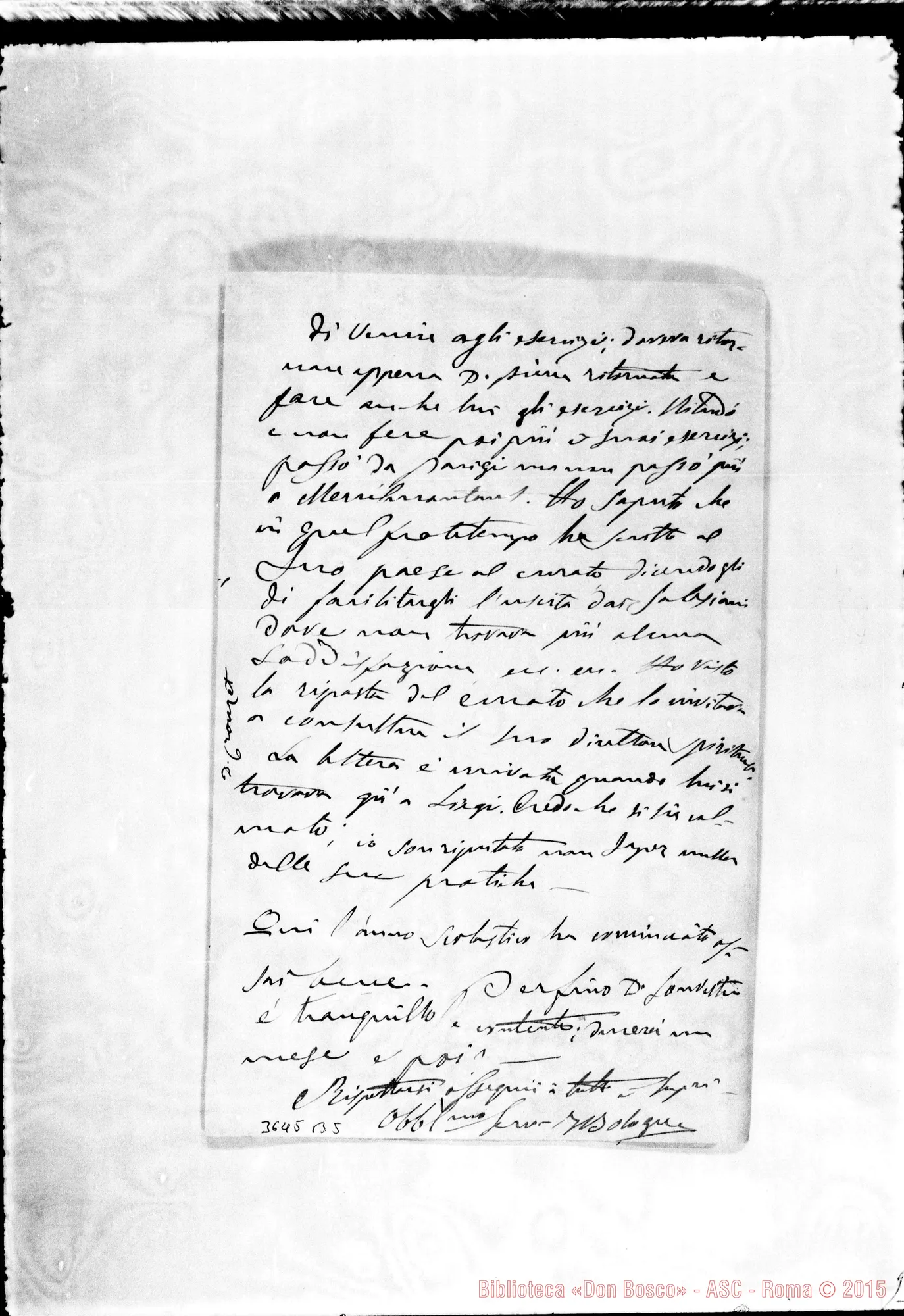 Fotogramma B 5 — Don Bologna-Don Rua. Paris, 25-10-1899 Autogr. Rua