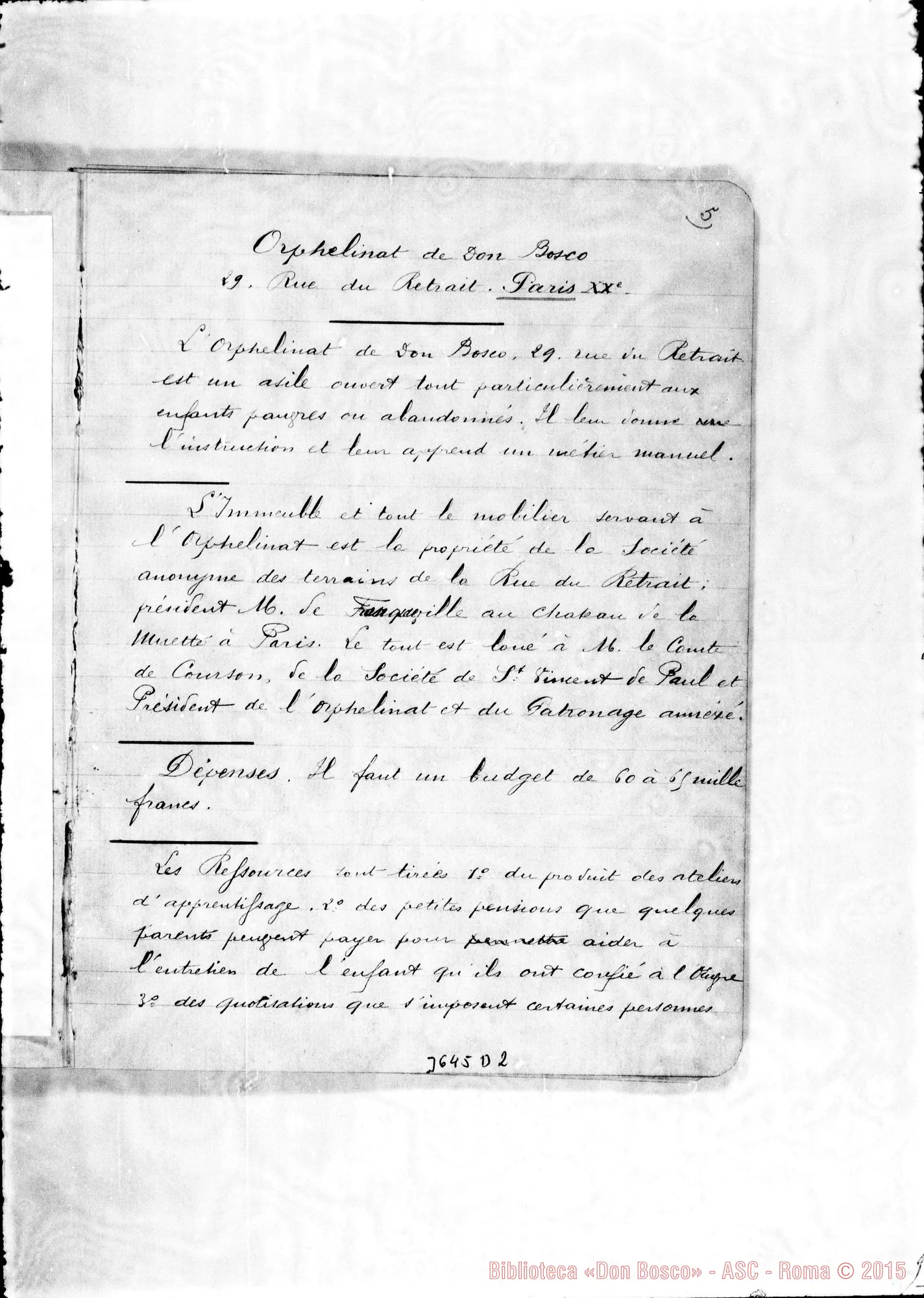 Fotogramma D 2 — «Dossier des Maisons Salésiennes de France».