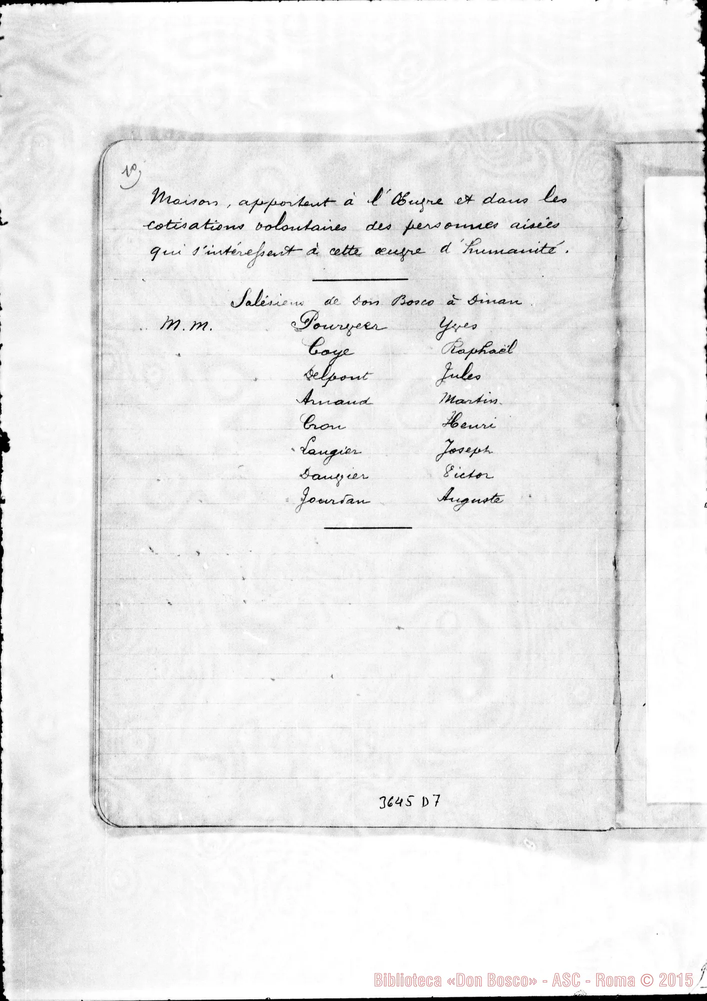 Fotogramma D 7 — «Dossier des Maisons Salésiennes de France».