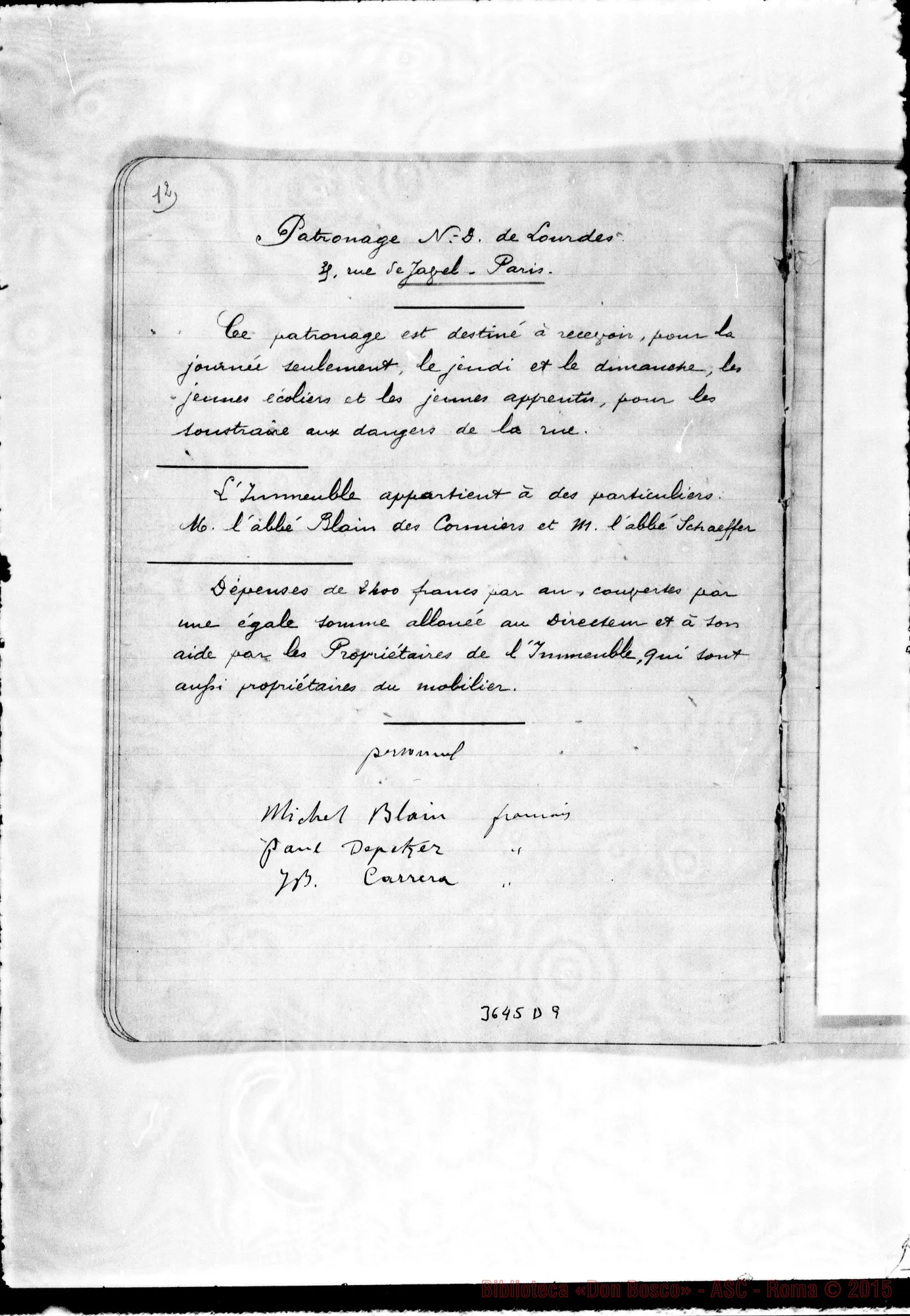 Fotogramma D 9 — «Dossier des Maisons Salésiennes de France».