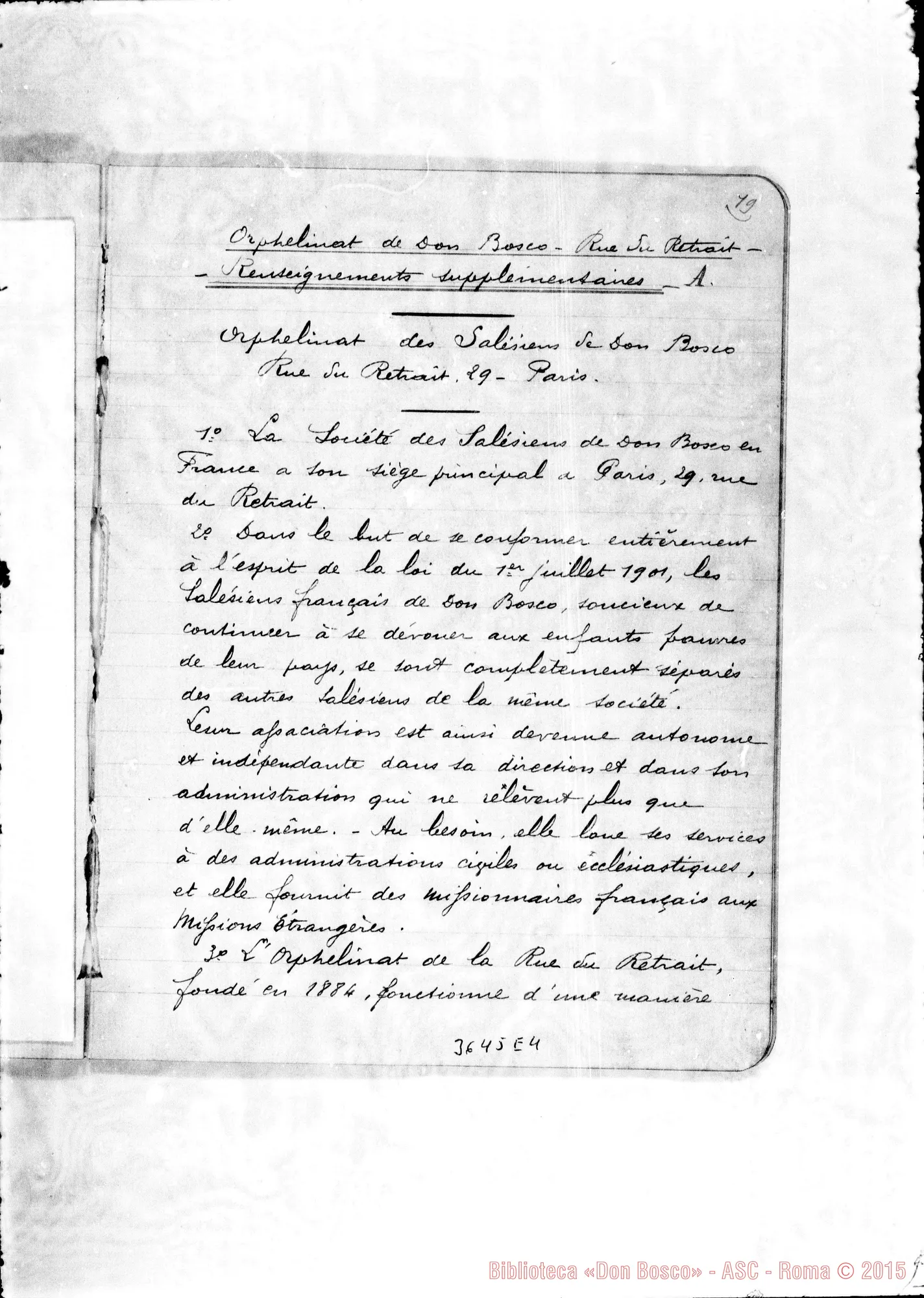 Fotogramma E 4 — «Dossier des Maisons Salésiennes de France».