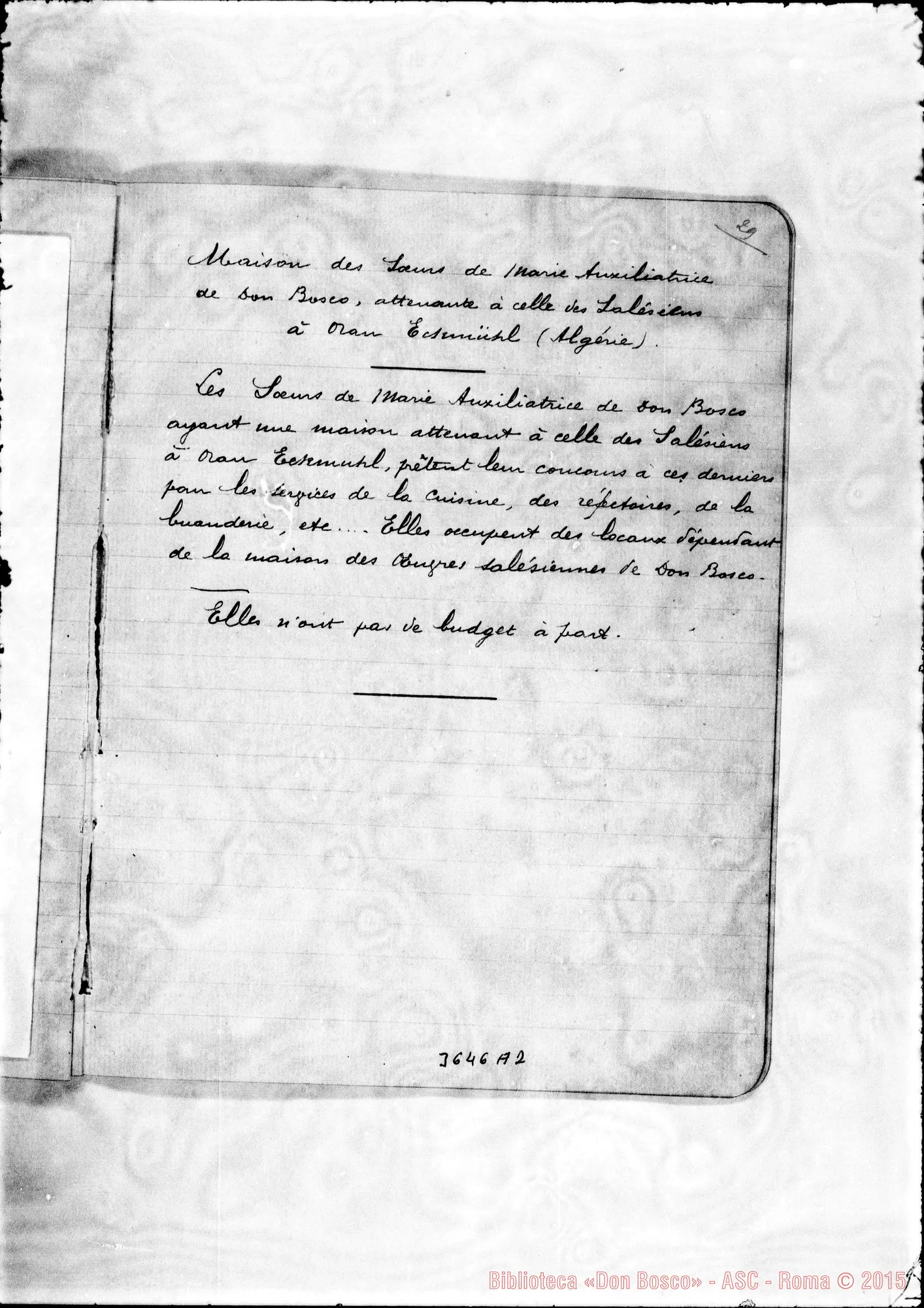Fotogramma A 2 — «Dossier des Maisons Salésiennes de France».