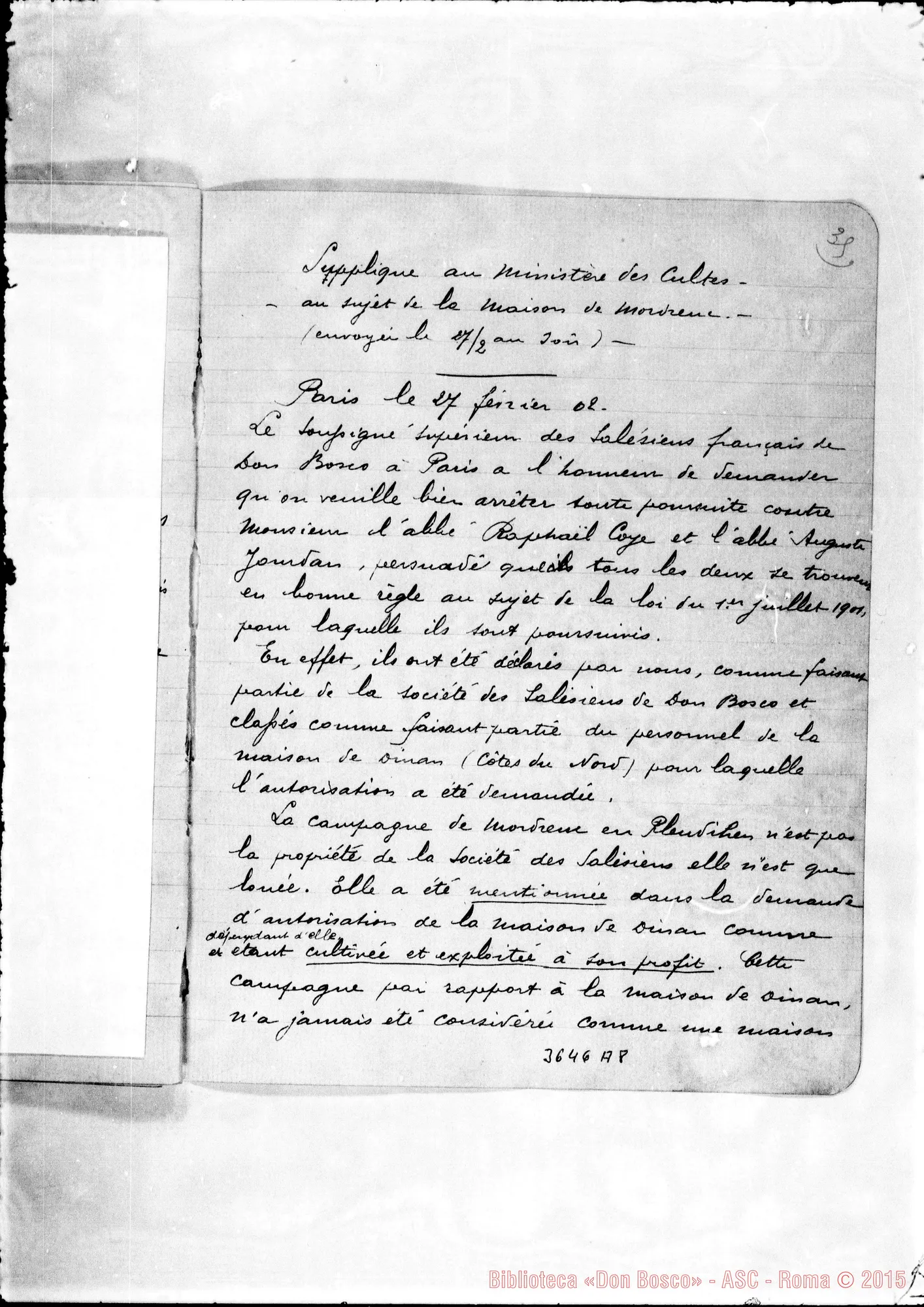 Fotogramma A 8 — «Dossier des Maisons Salésiennes de France».