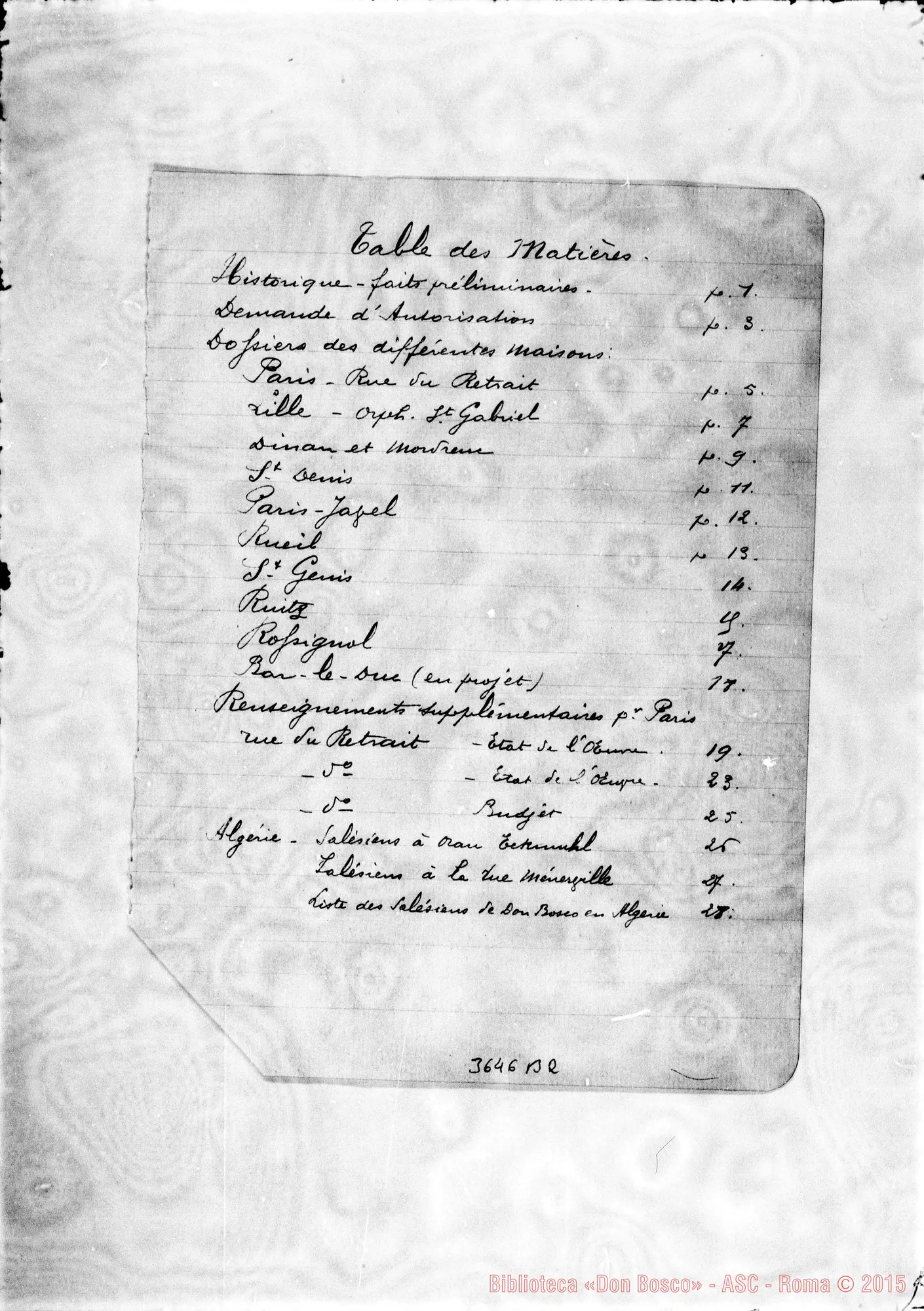 Fotogramma B 2 — «Dossier des Maisons Salésiennes de France».