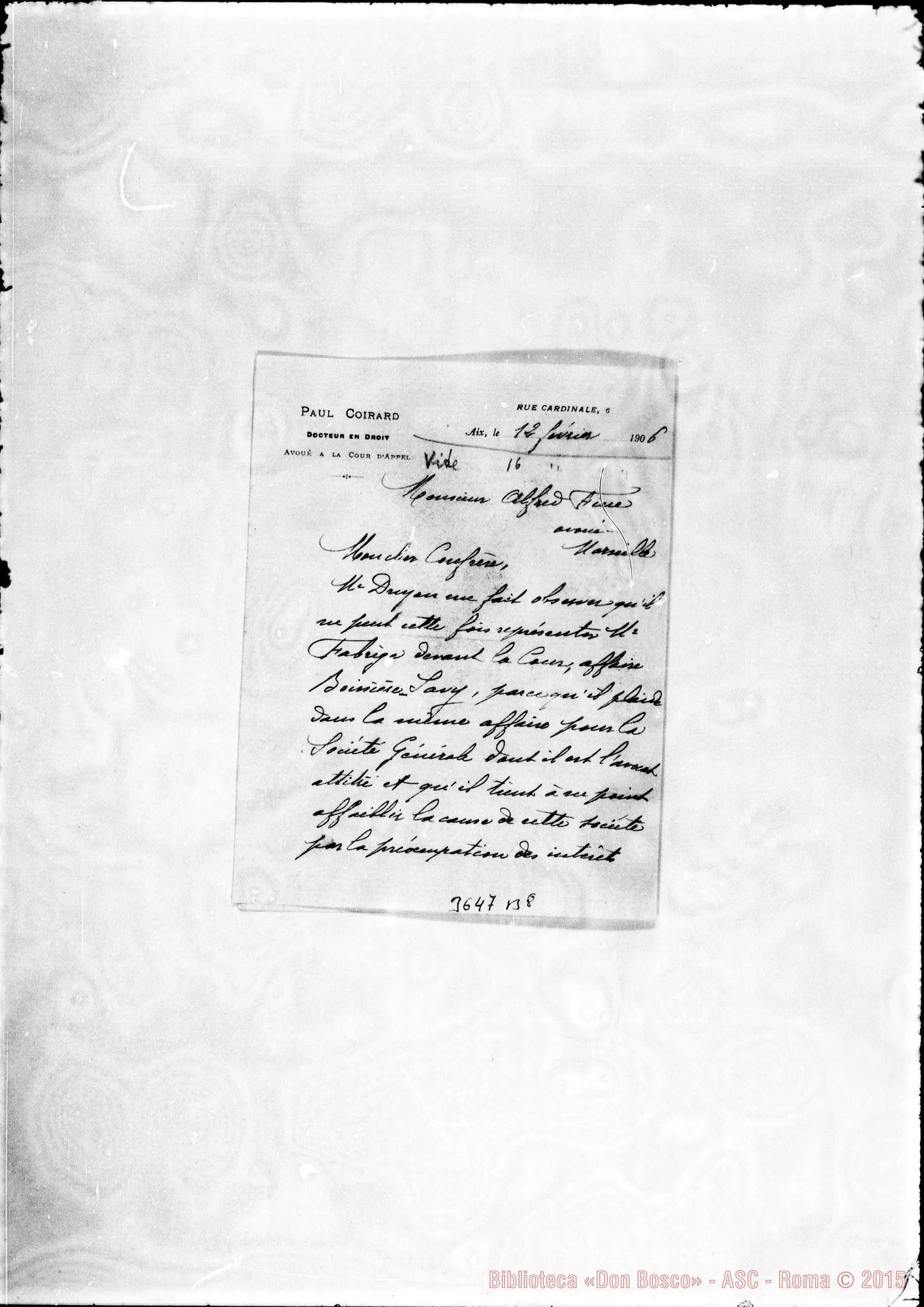 Fotogramma B 8 — Paul Coirard-Monsieur Alfred. Aix, 12-02-1906