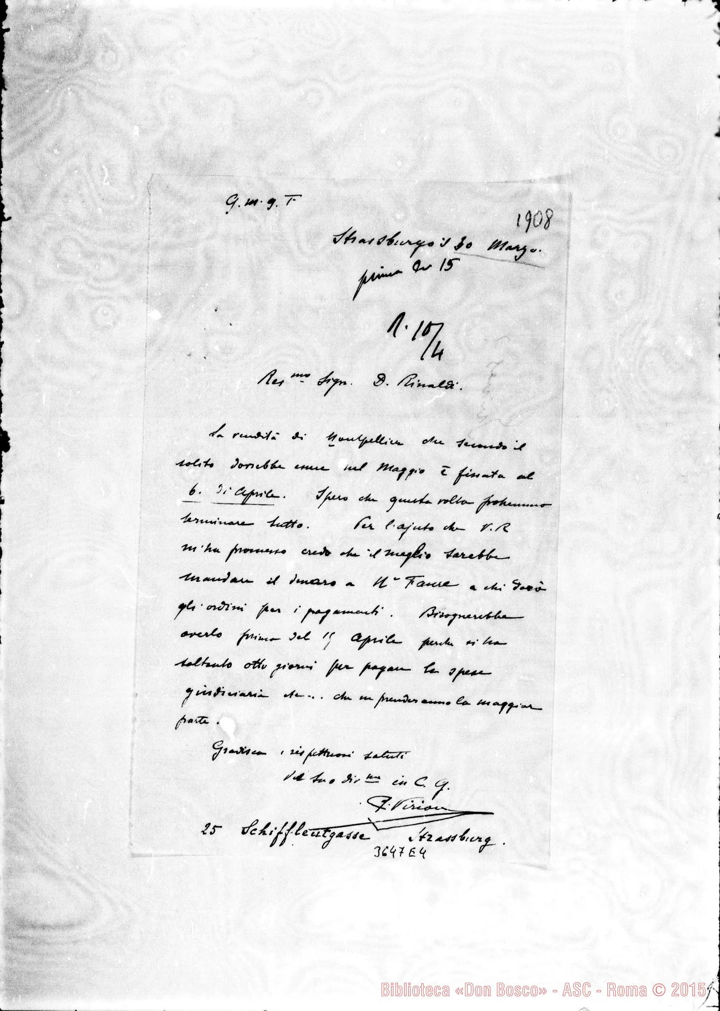 Fotogramma E 4 — Don Paul Virion-Don Rinaldi. Strasburgo, 30-03-1908