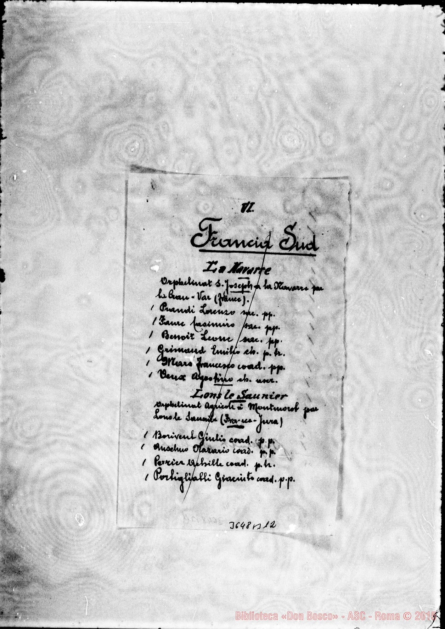 Fotogramma B 12 — Elenco della Francia nell’anno 1906