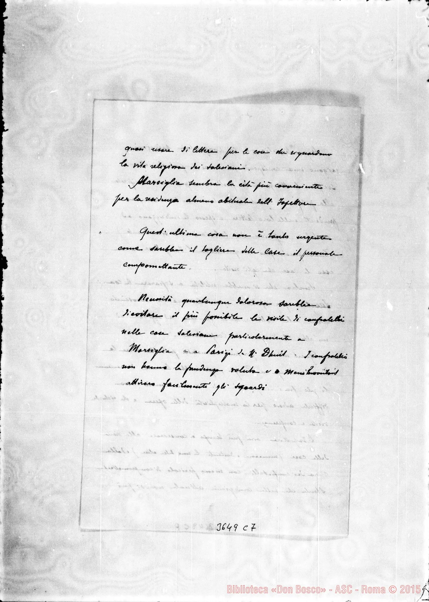 Fotogramma C 7 — Ai RR.mi Membri del Capitolo Superiore. Senza data
