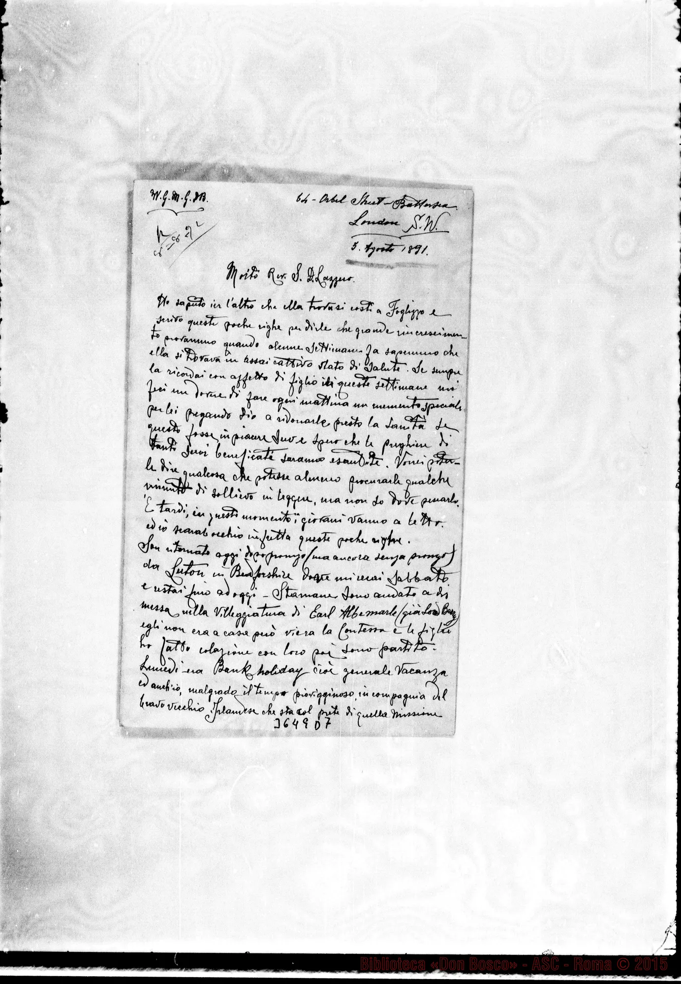 Fotogramma D 7 — Inghilterra: Don Bonavia Giovenale-Don Lazzero. London, 5-08-1891