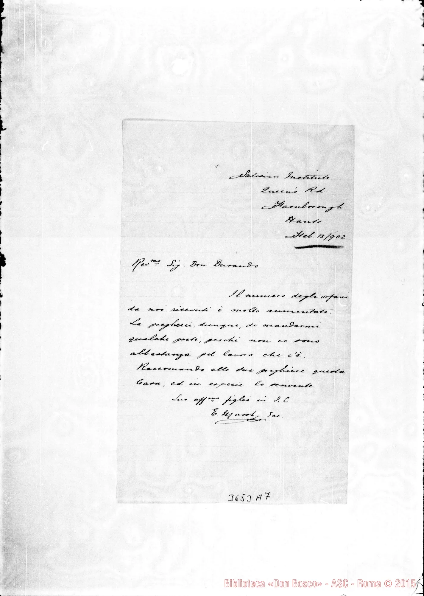 Fotogramma A 7 — Don Enrico Marsh-Don Durando. Battersea, 13-02-1902