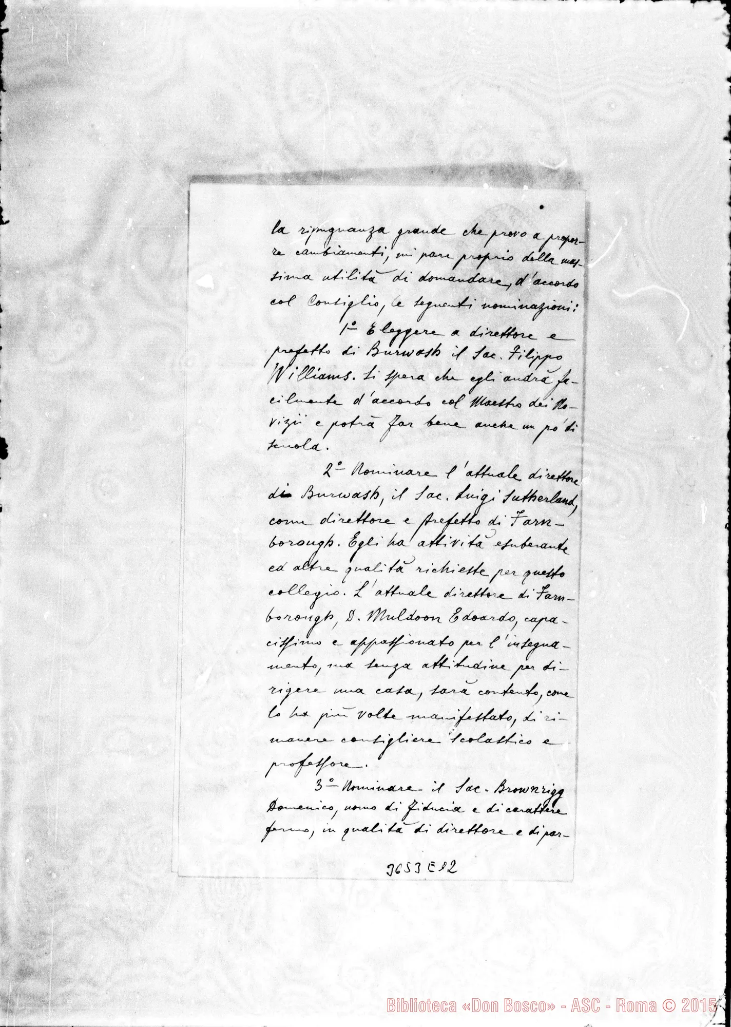 Fotogramma E 12 — Don Francesco Scaloni-Amat.mo Padre. Battersea, 27-11-1909