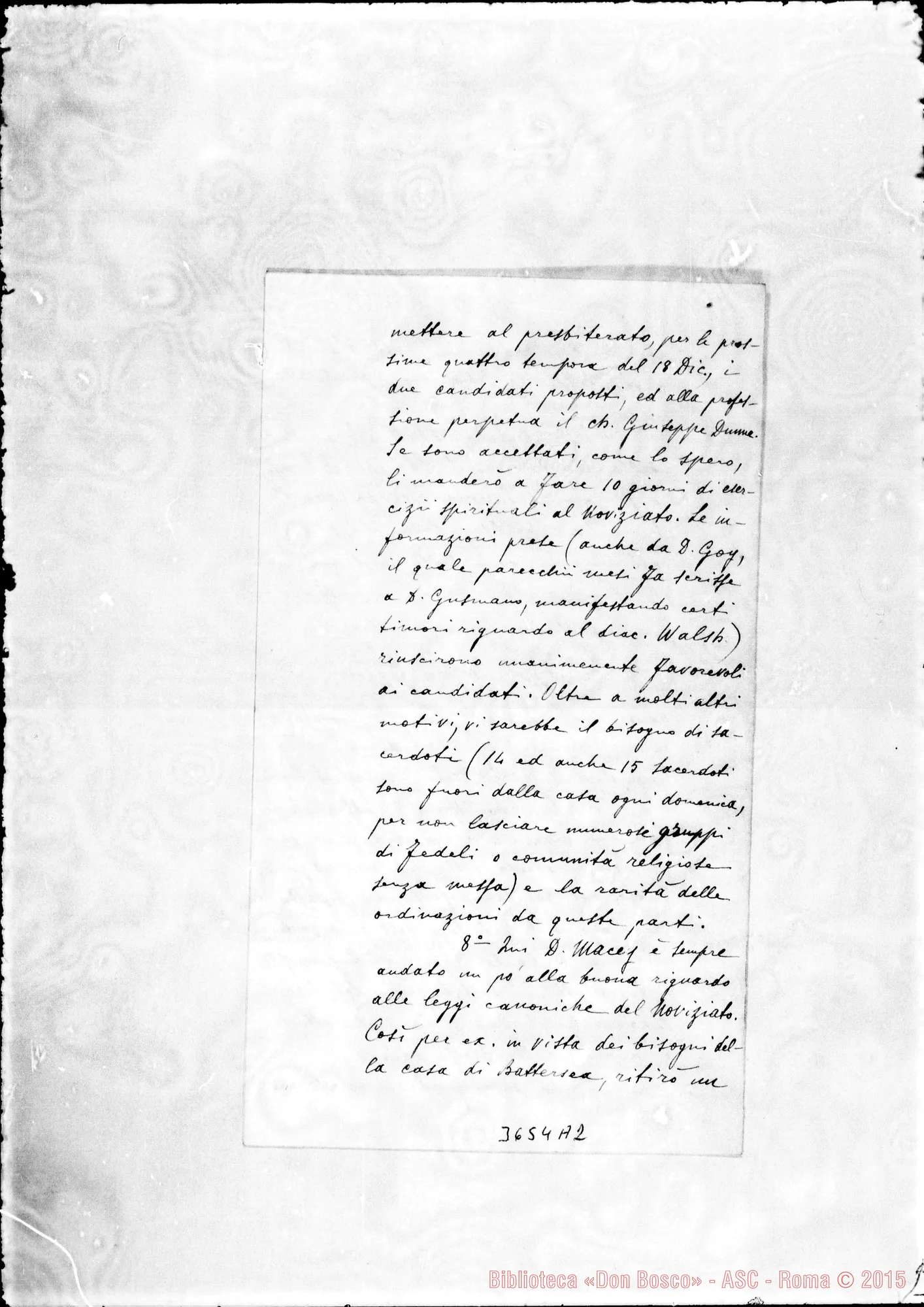 Fotogramma A 2 — Don Francesco Scaloni-Amat.mo Padre. Battersea, 27-11-1909