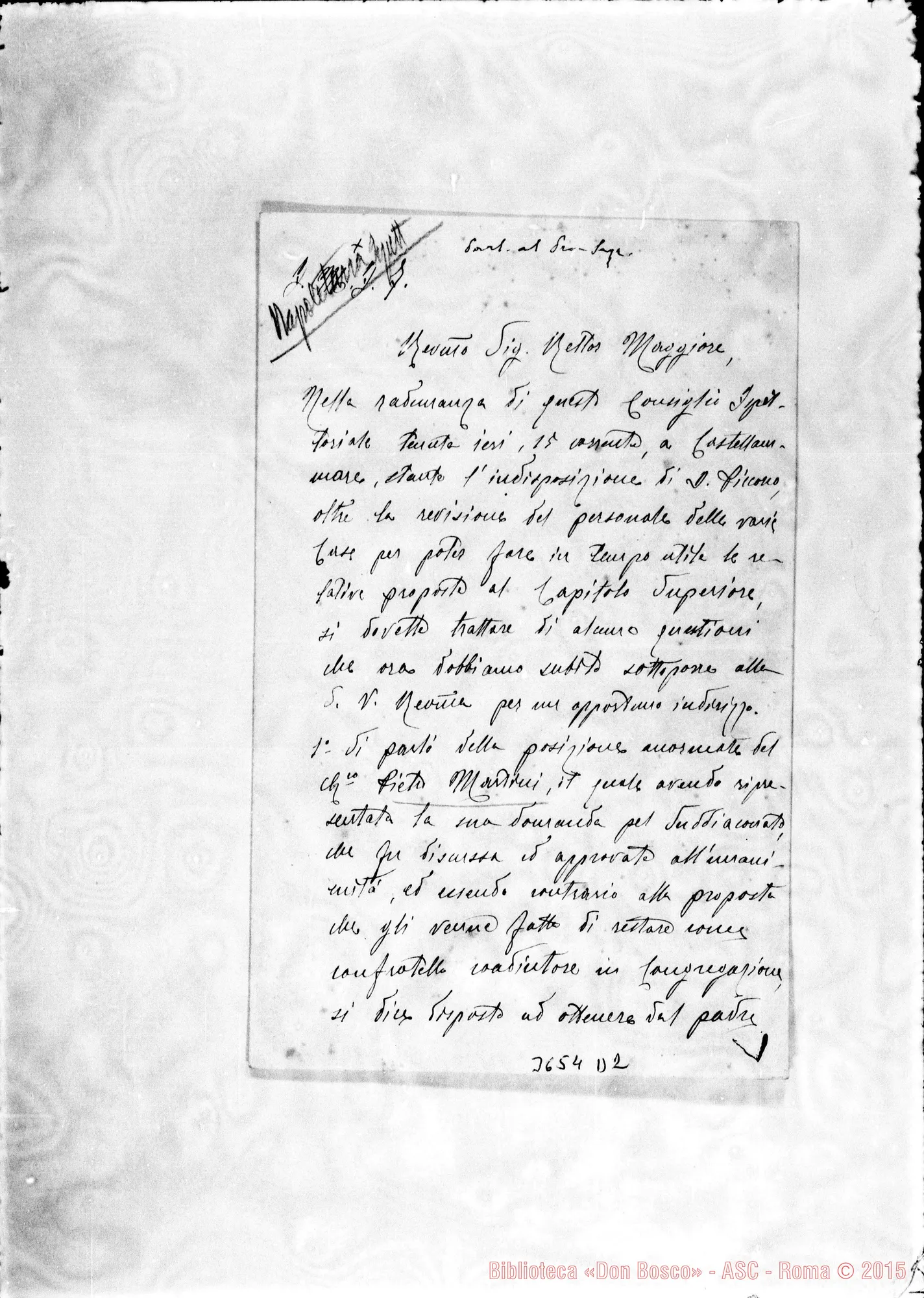 Fotogramma D 2 — Capitolo Ispettoriale-Don Rua. Vomero, 16-07-1909 Autogr. Rua