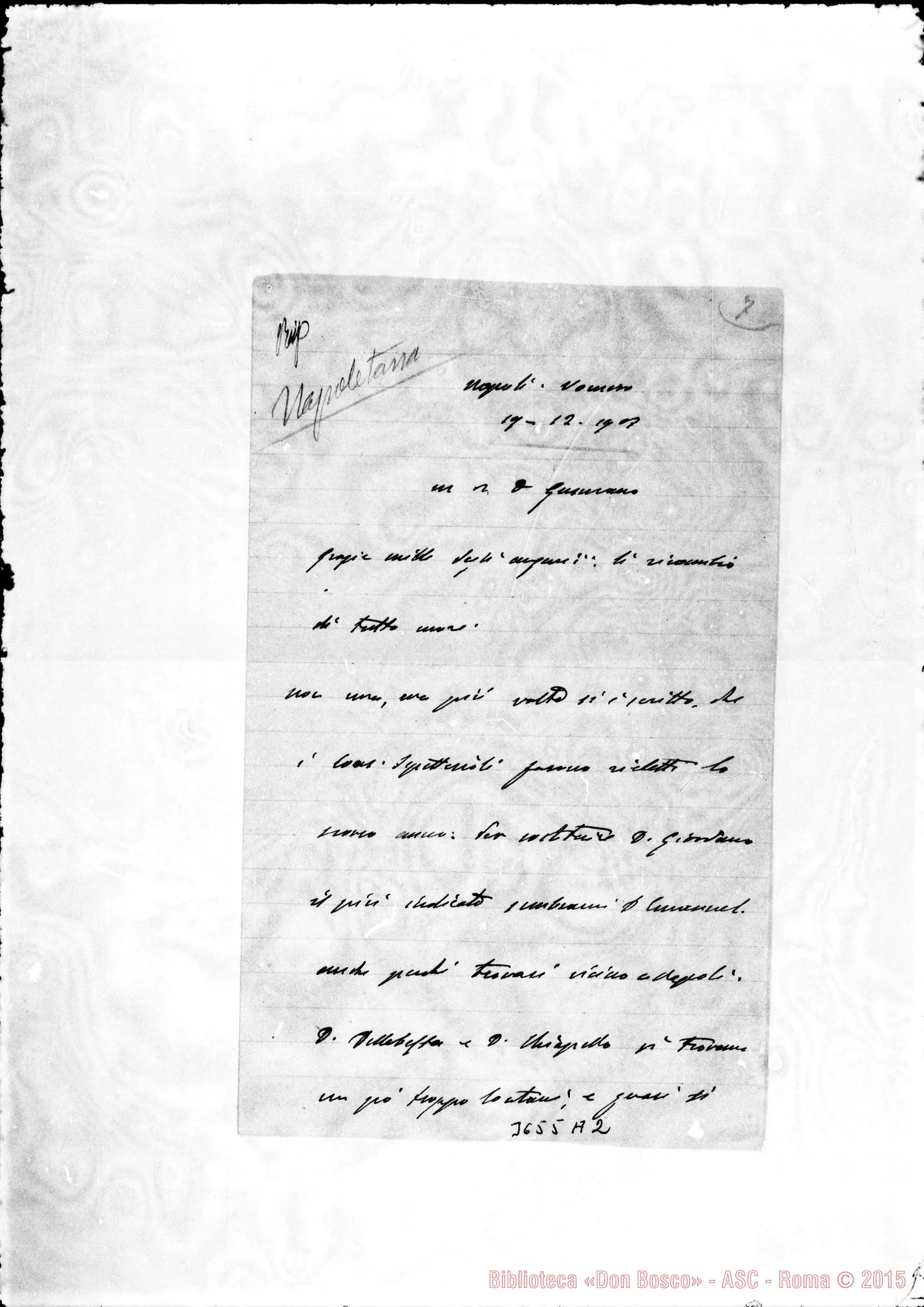 Fotogramma A 2 — Don Scappini Giuseppe-Don Gusmano. Napoli-Vomero, 19-12-1907