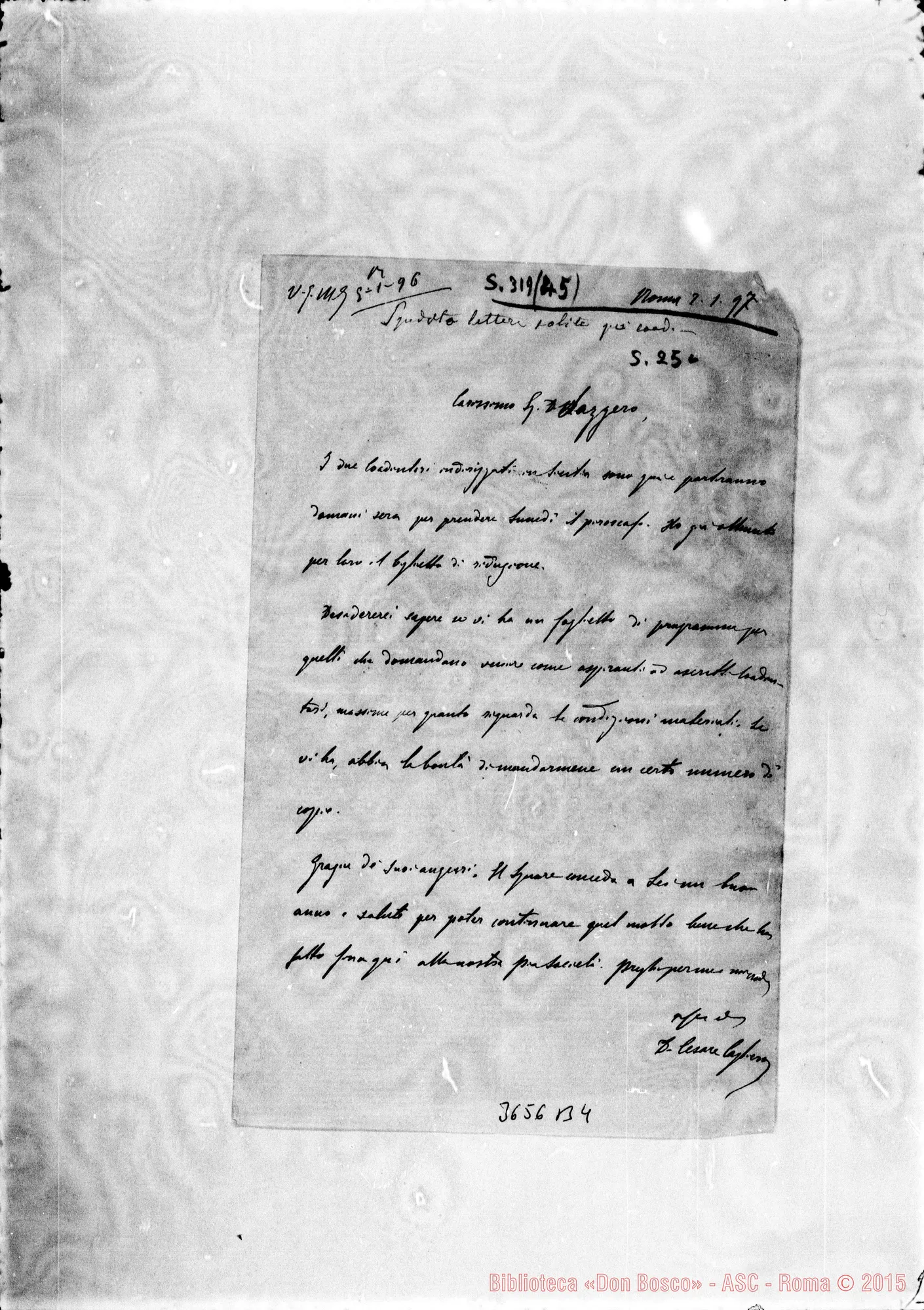 Fotogramma B 4 — Don Cagliero Cesare-Don Lazzero. Roma, 2-01-1897