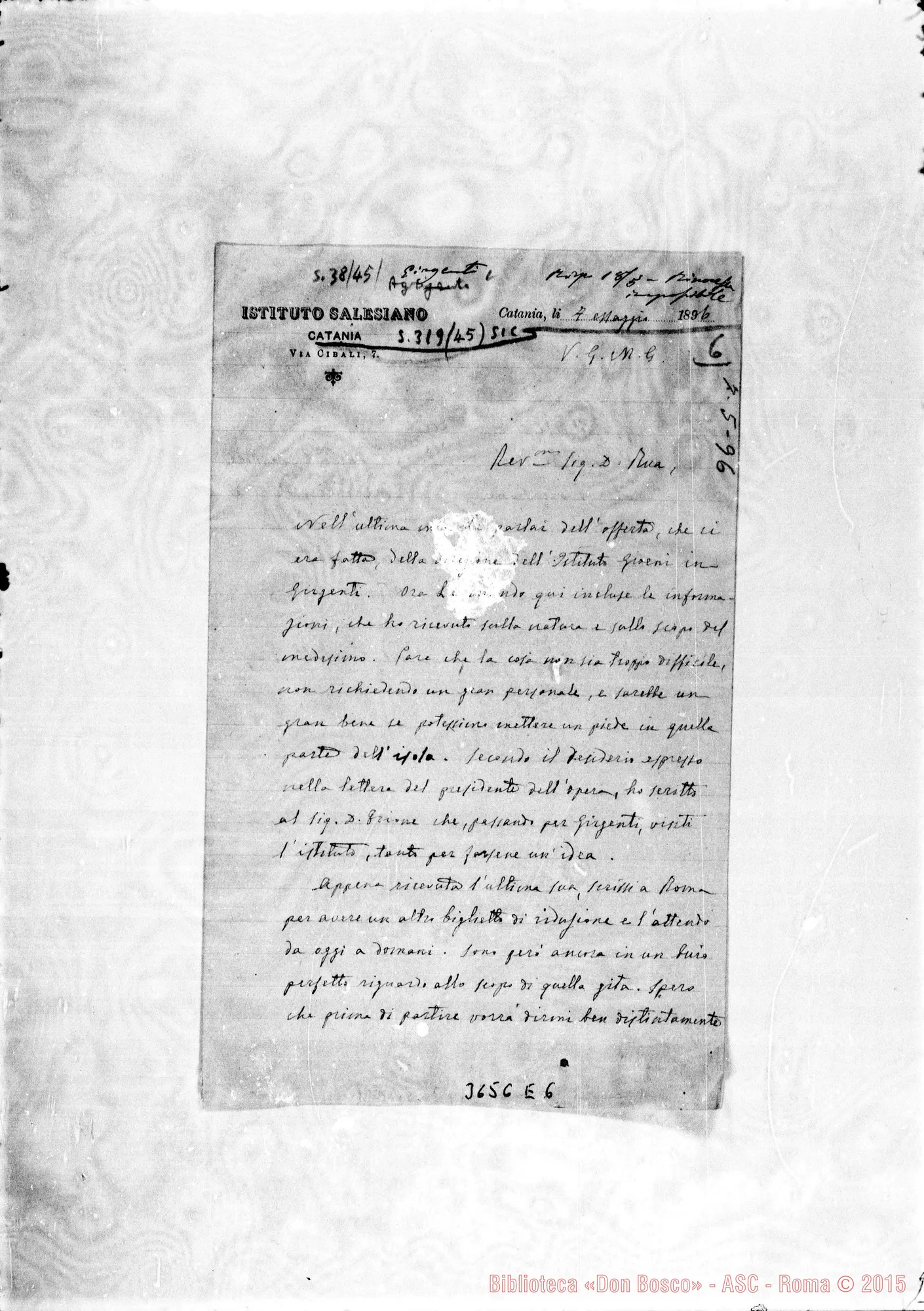 Fotogramma E 6 — Don Bertello Giuseppe-Don Rua. Catania, 7-05-1896