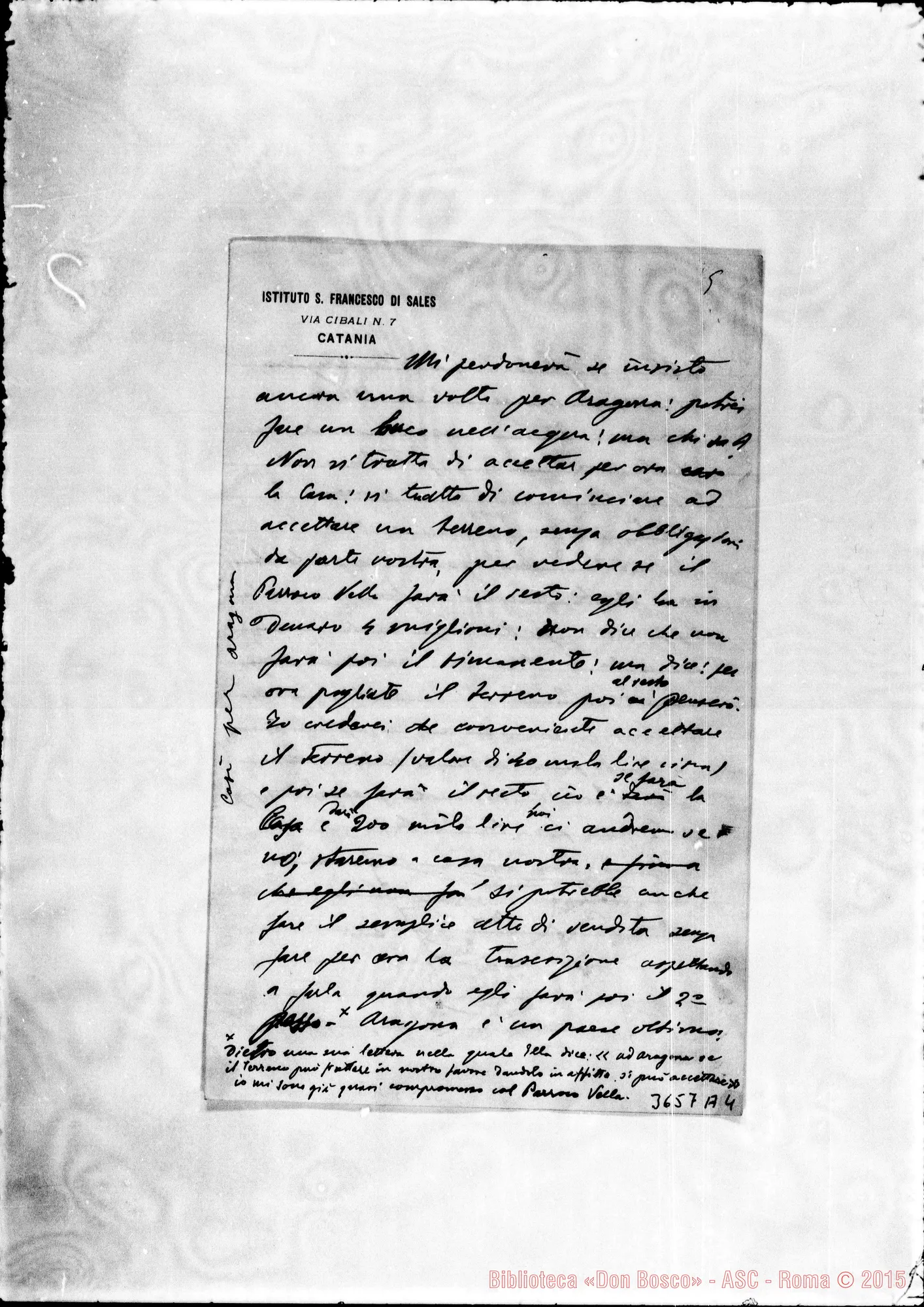 Fotogramma A 4 — Don Piccollo-Don Rua. Catania, 9-01-1902 Autogr. Rua