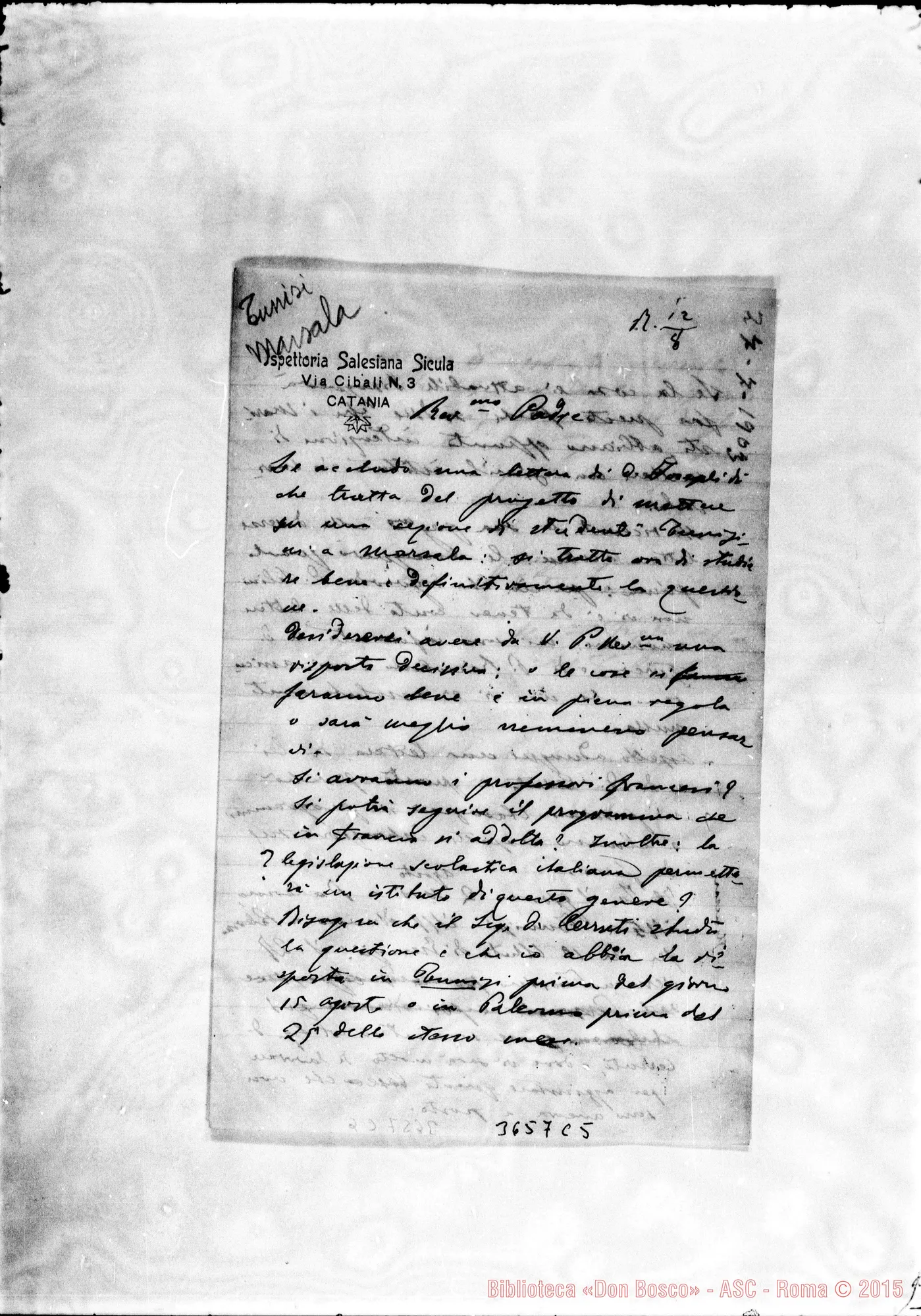 Fotogramma C 5 — Don Piccollo-Don Rua. Catania, 27-07-1903 Autogr. Rua