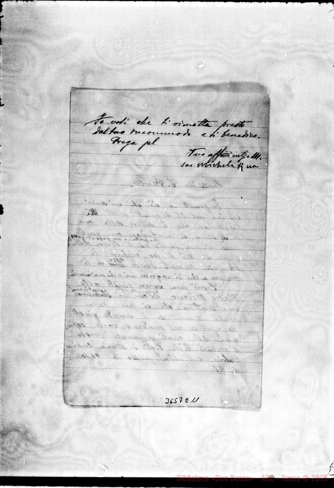 Fotogramma E 11 — Don Rua-Don Piccollo. Torino, 25-08-1906. Firma E autografi Rua