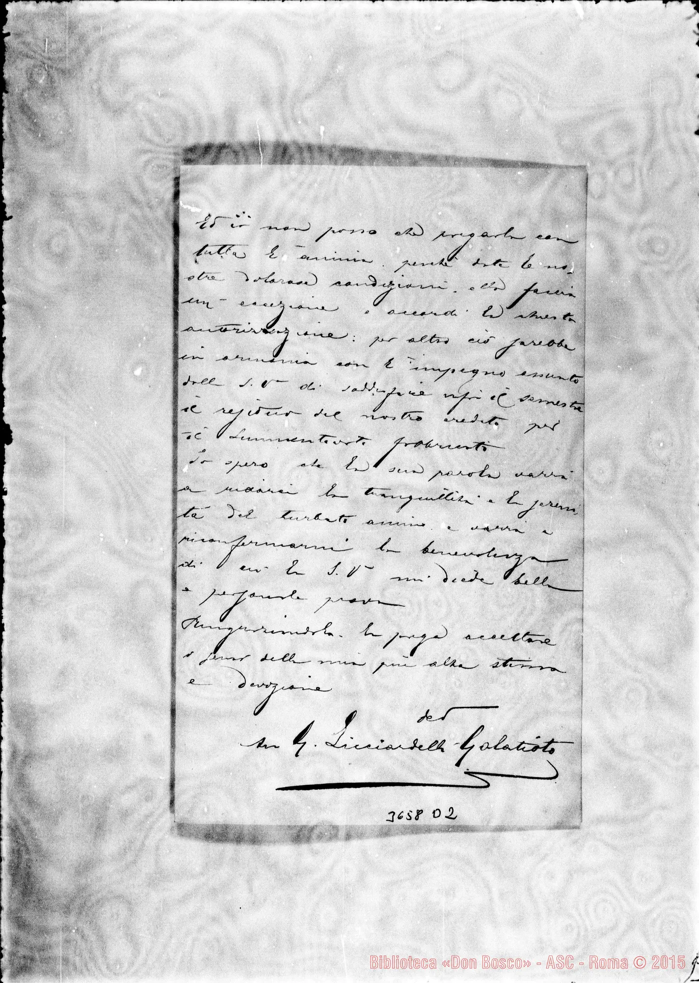 Fotogramma D 2 — Avv. Licciardelli-Don Rinaldi. Catania, 3-10-1903 Autogr. Rinaldi